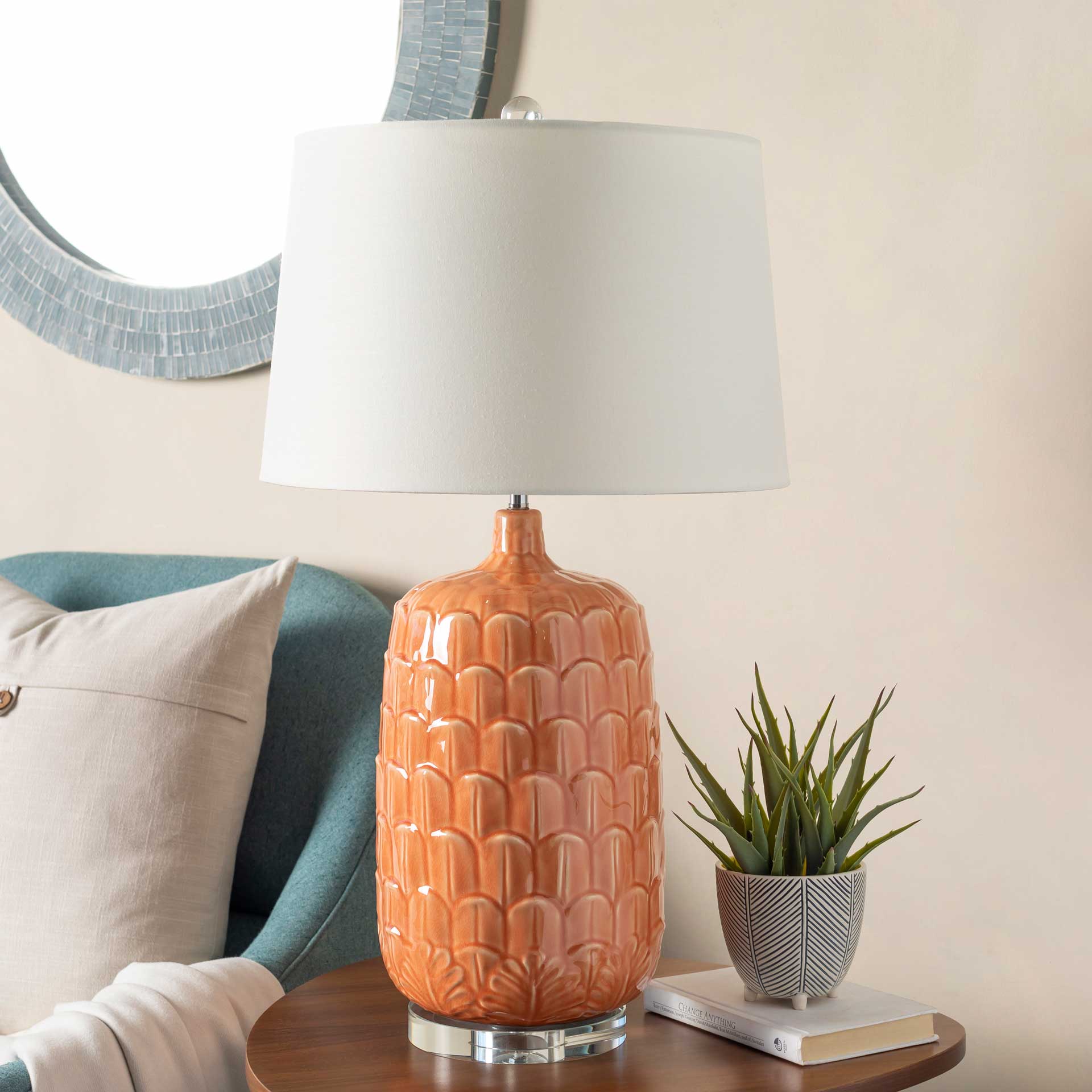 Brian Table Lamp Bright Orange/White/Coral - Image 3