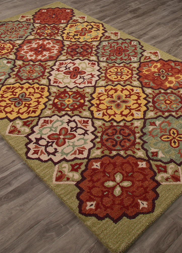 Bristol Lisboa Green Bananas/Orange Rust Area Rug - Image 2