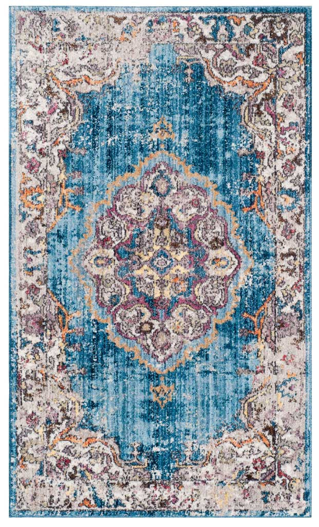 Bristol Medallion Blue/Light Gray Area Rug - Image 2