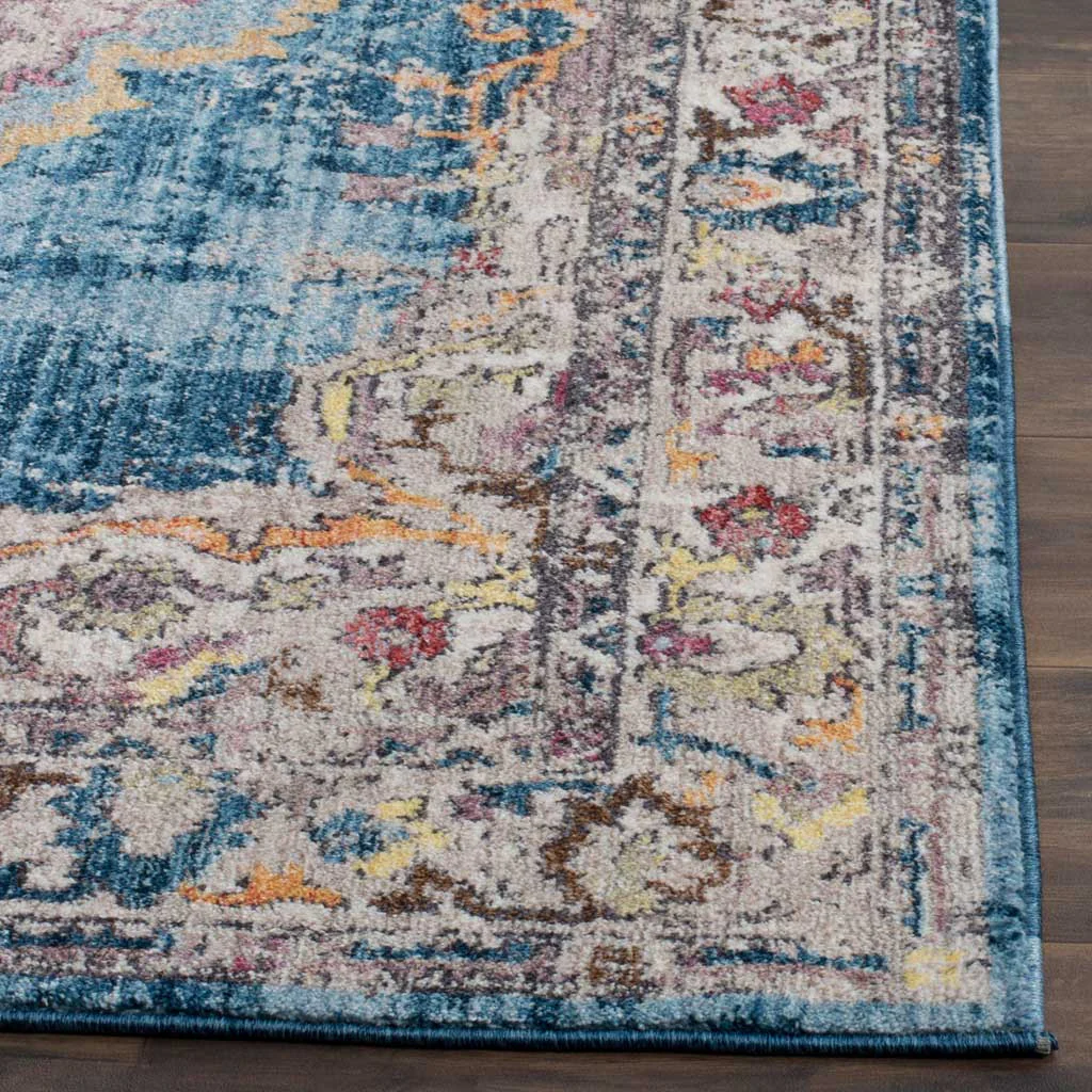 Bristol Medallion Blue/Light Gray Area Rug - Image 3
