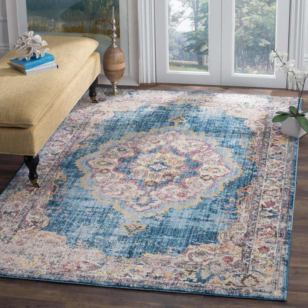 Bristol Medallion Blue/Light Gray Area Rug - Image 5