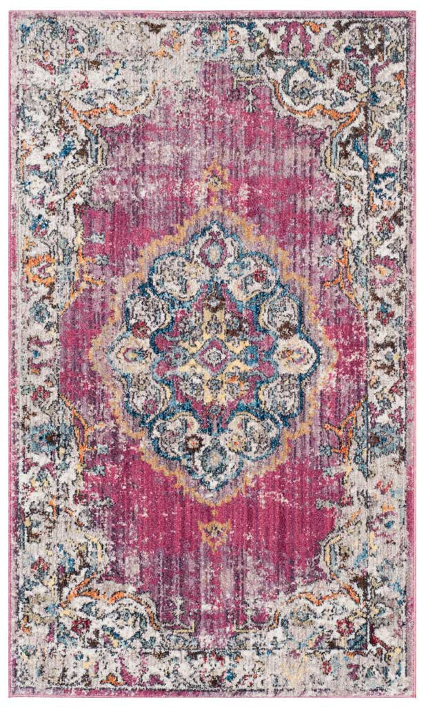 Bristol Medallion Fuchsia/Light Gray Area Rug - Image 2