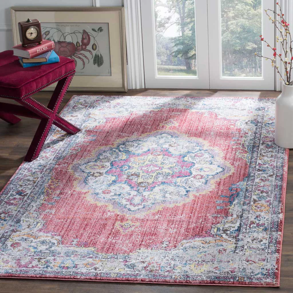 Bristol Medallion Fuchsia/Light Gray Area Rug - Image 5