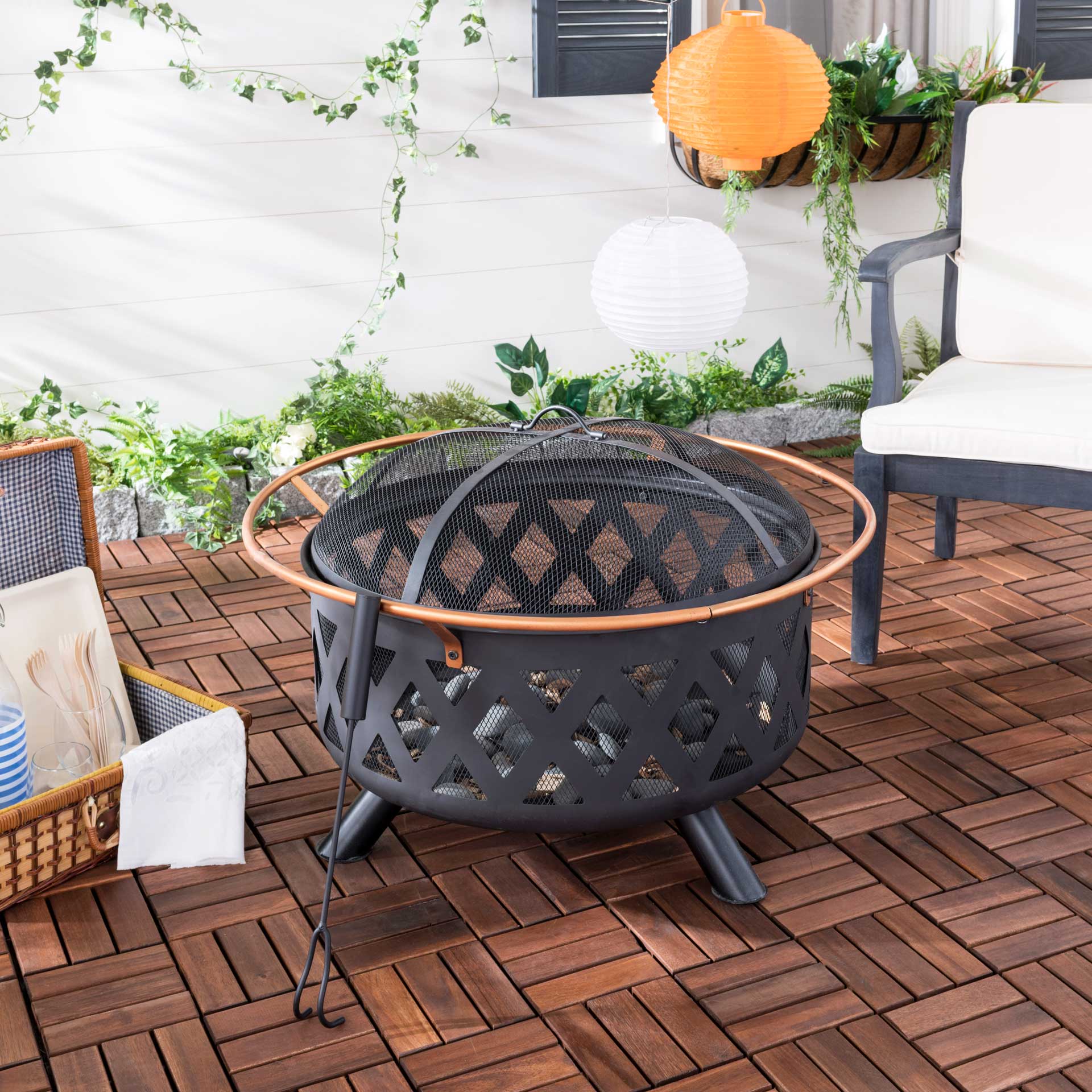 Brycen Round Fire Pit Copper/Black - Image 4
