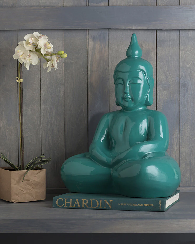 Buddha Ceramic Sculpture Teal Medium - Image 2