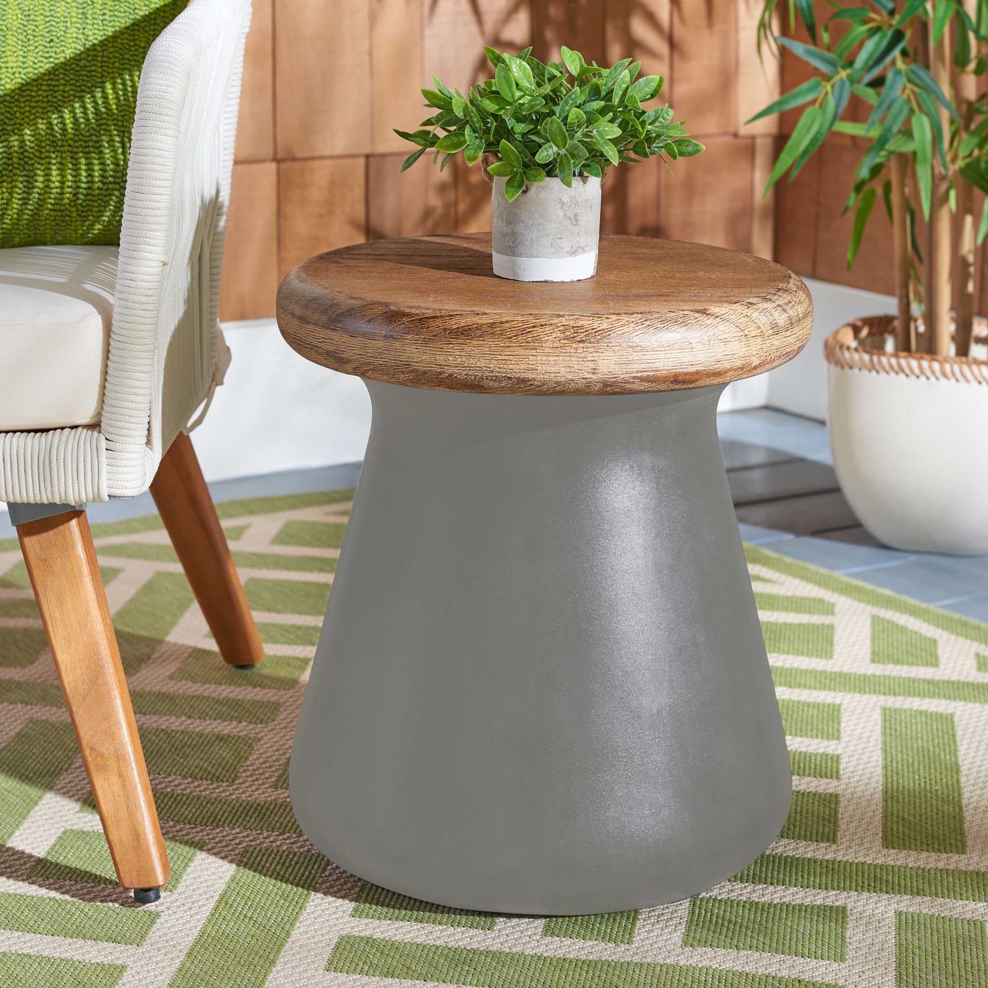 Burgess Modern Concrete Round Accent Table Dark Gray - Image 4