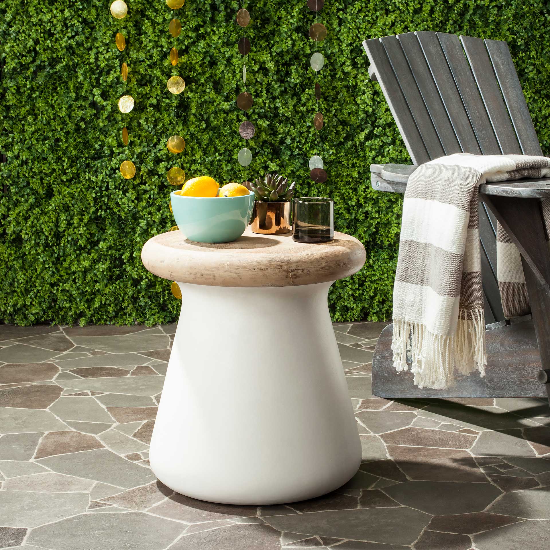 Burgess Modern Concrete Round Accent Table Ivory - Image 3