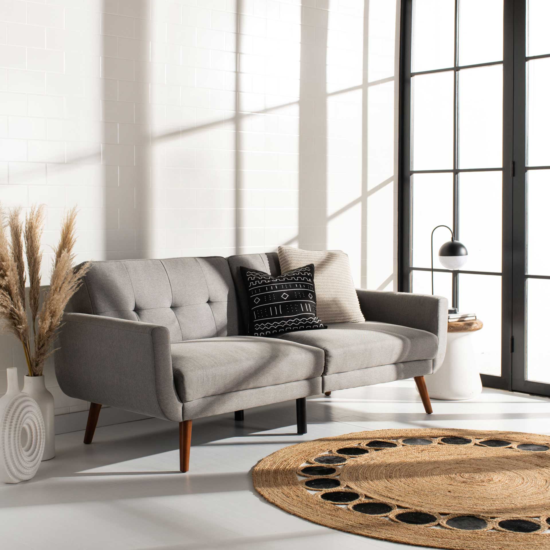 Burke Foldable Futon Bed Gray/Brown - Image 8