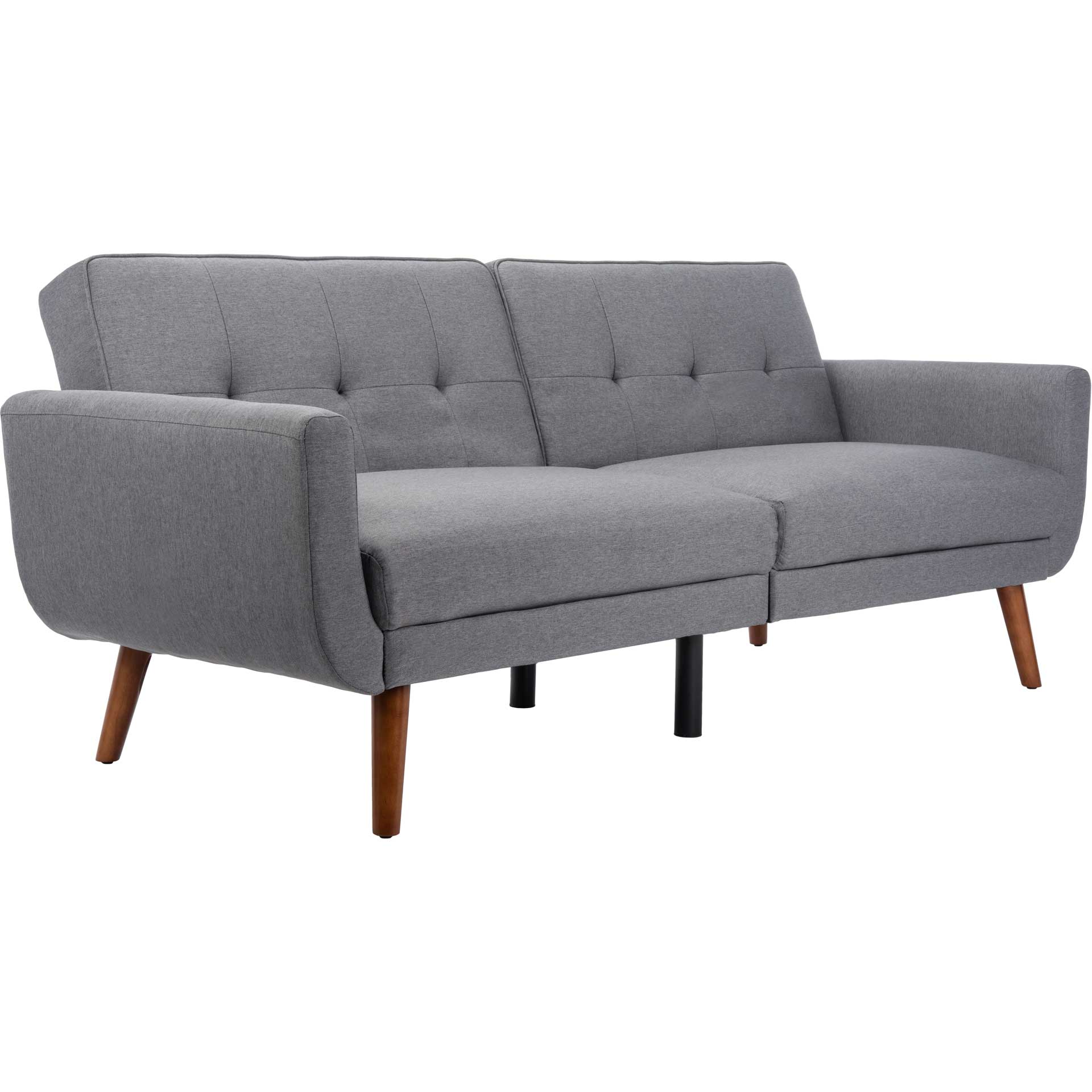 Burke Foldable Futon Bed Gray Linen/Brown - Image 2