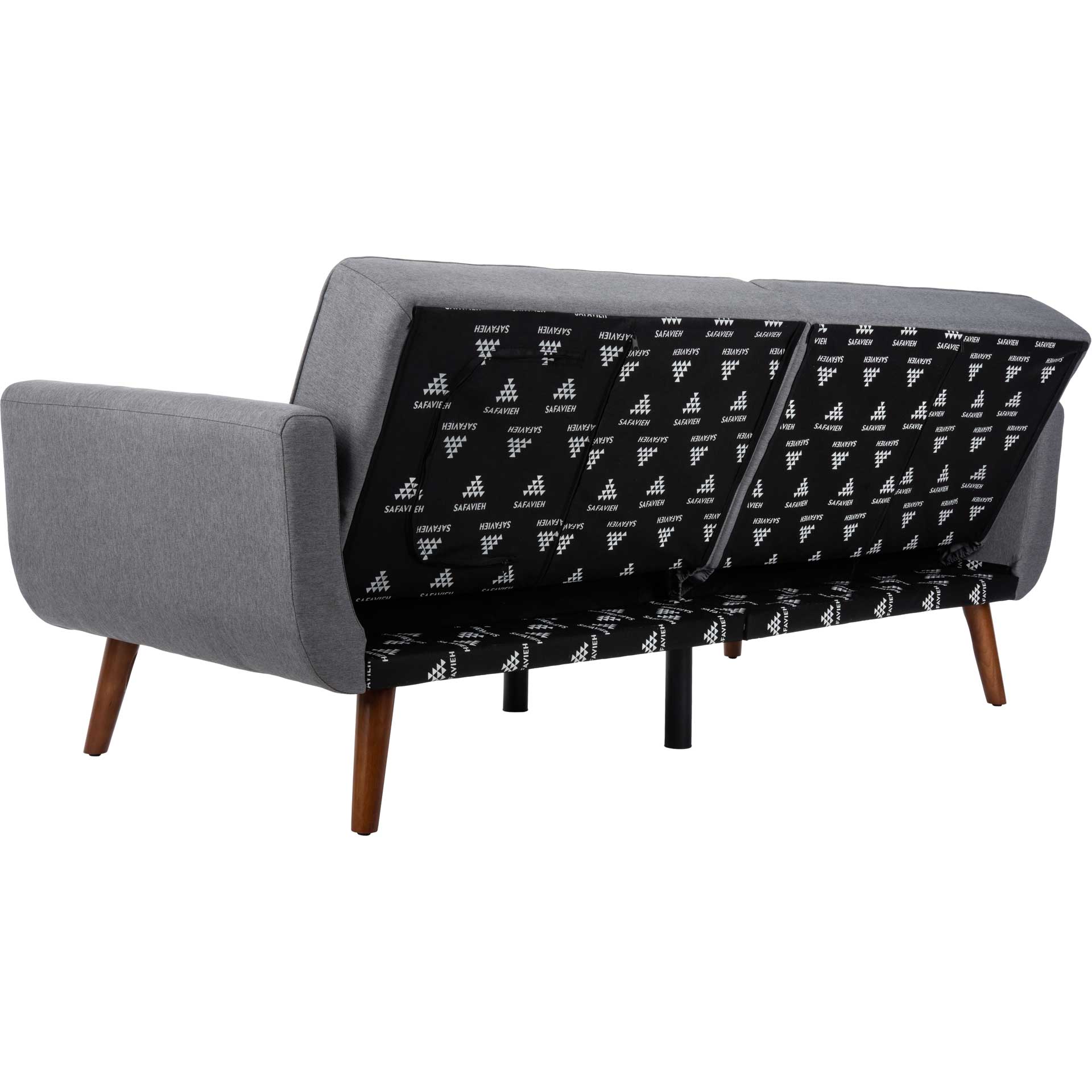 Burke Foldable Futon Bed Gray Linen/Brown - Image 5
