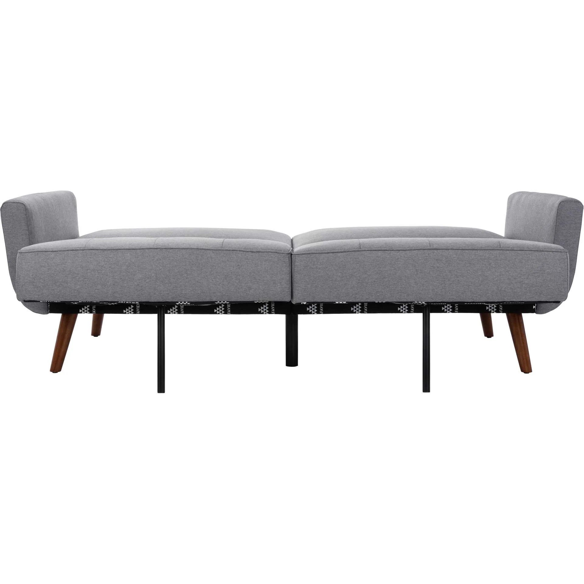 Burke Foldable Futon Bed Gray Linen/Brown - Image 6