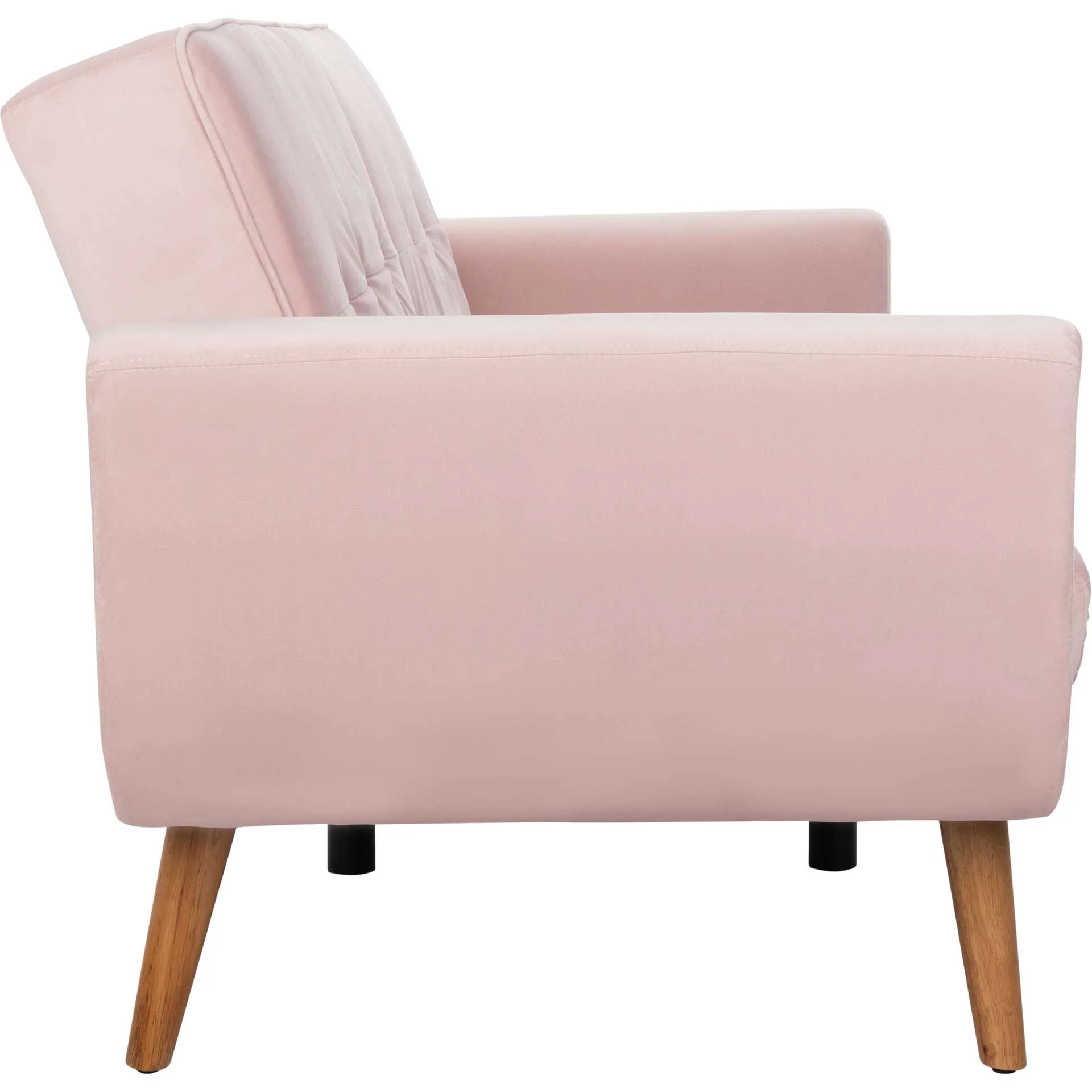 Burke Foldable Futon Bed Pink Velvet/Natural - Image 3