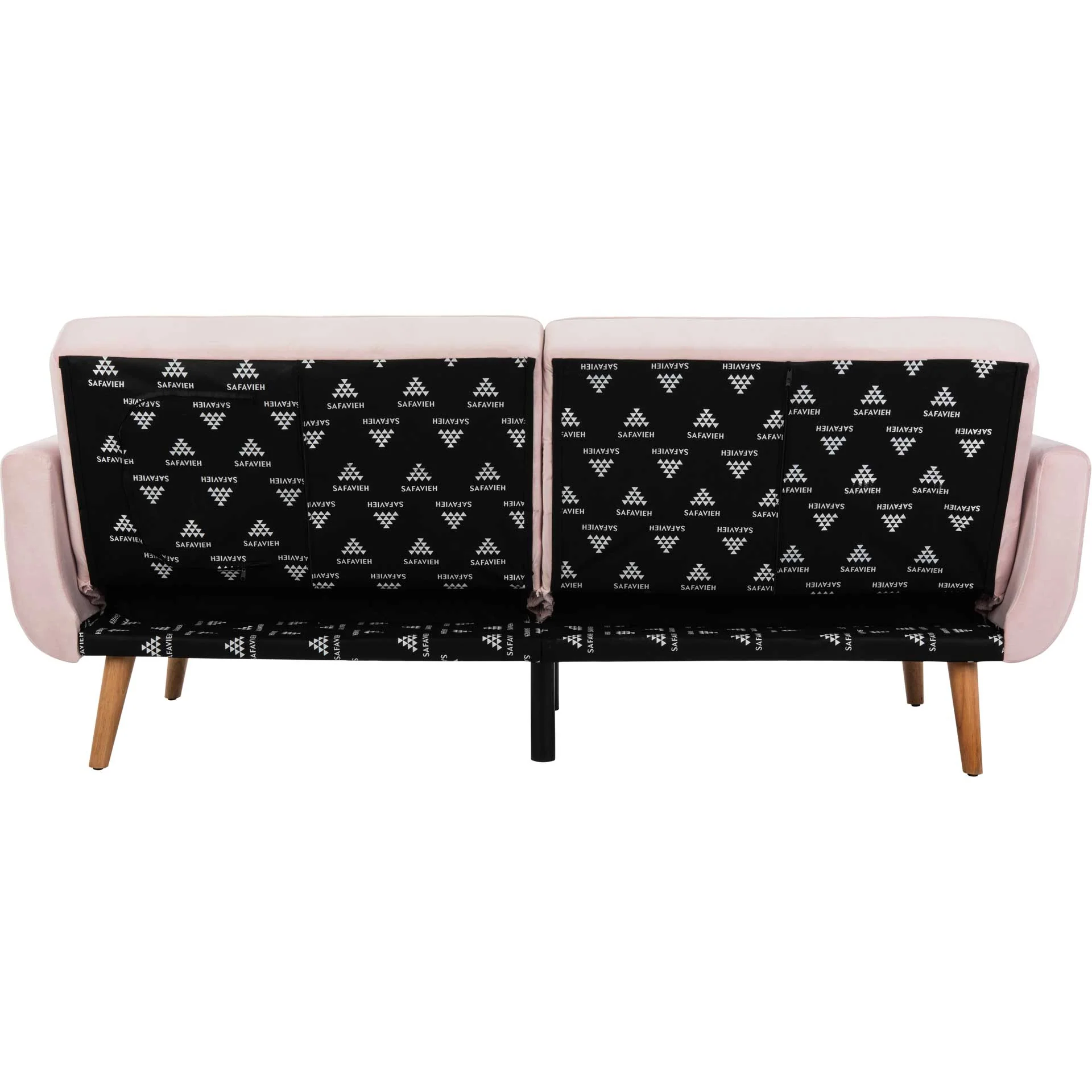 Burke Foldable Futon Bed Pink Velvet/Natural - Image 4