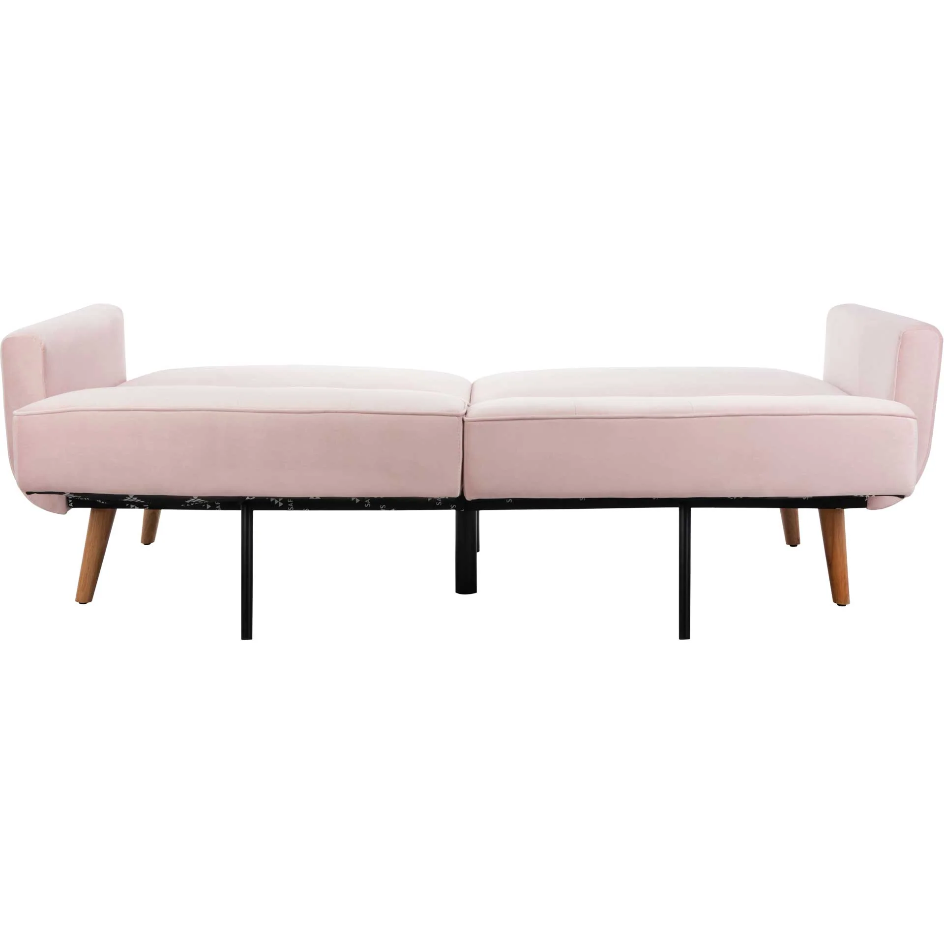 Burke Foldable Futon Bed Pink Velvet/Natural - Image 6