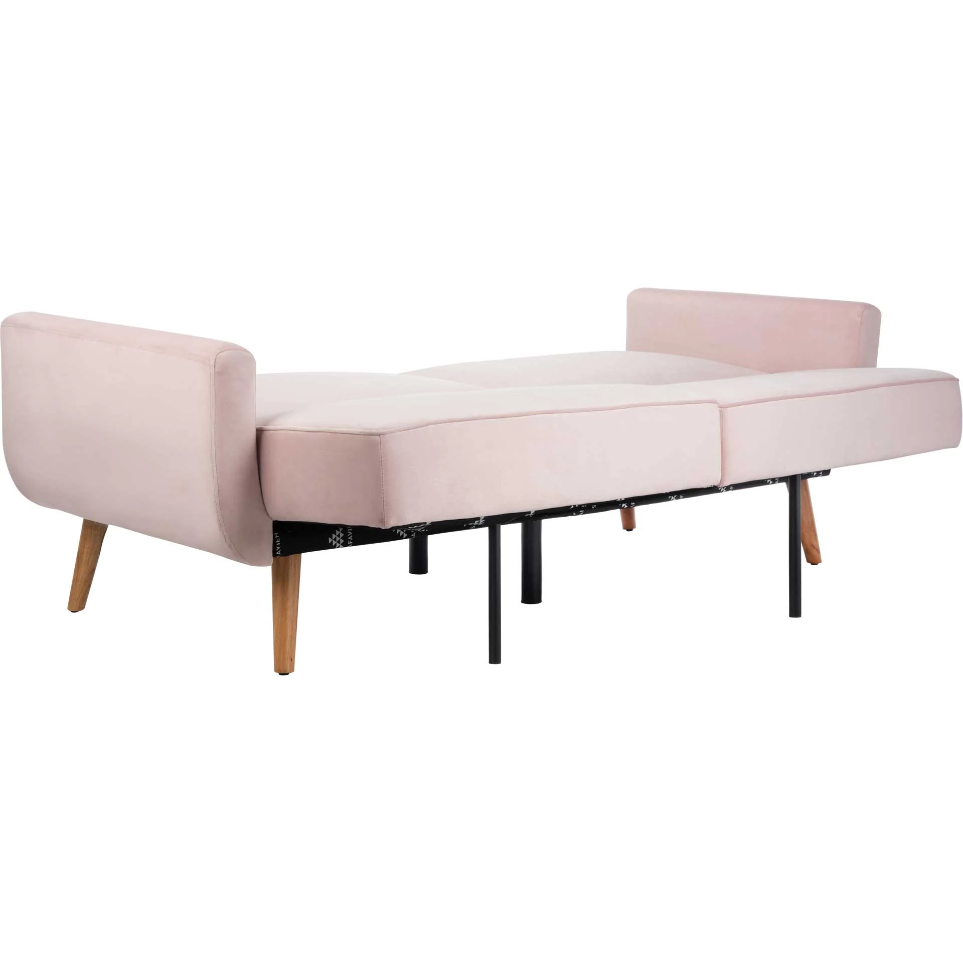 Burke Foldable Futon Bed Pink Velvet/Natural - Image 7