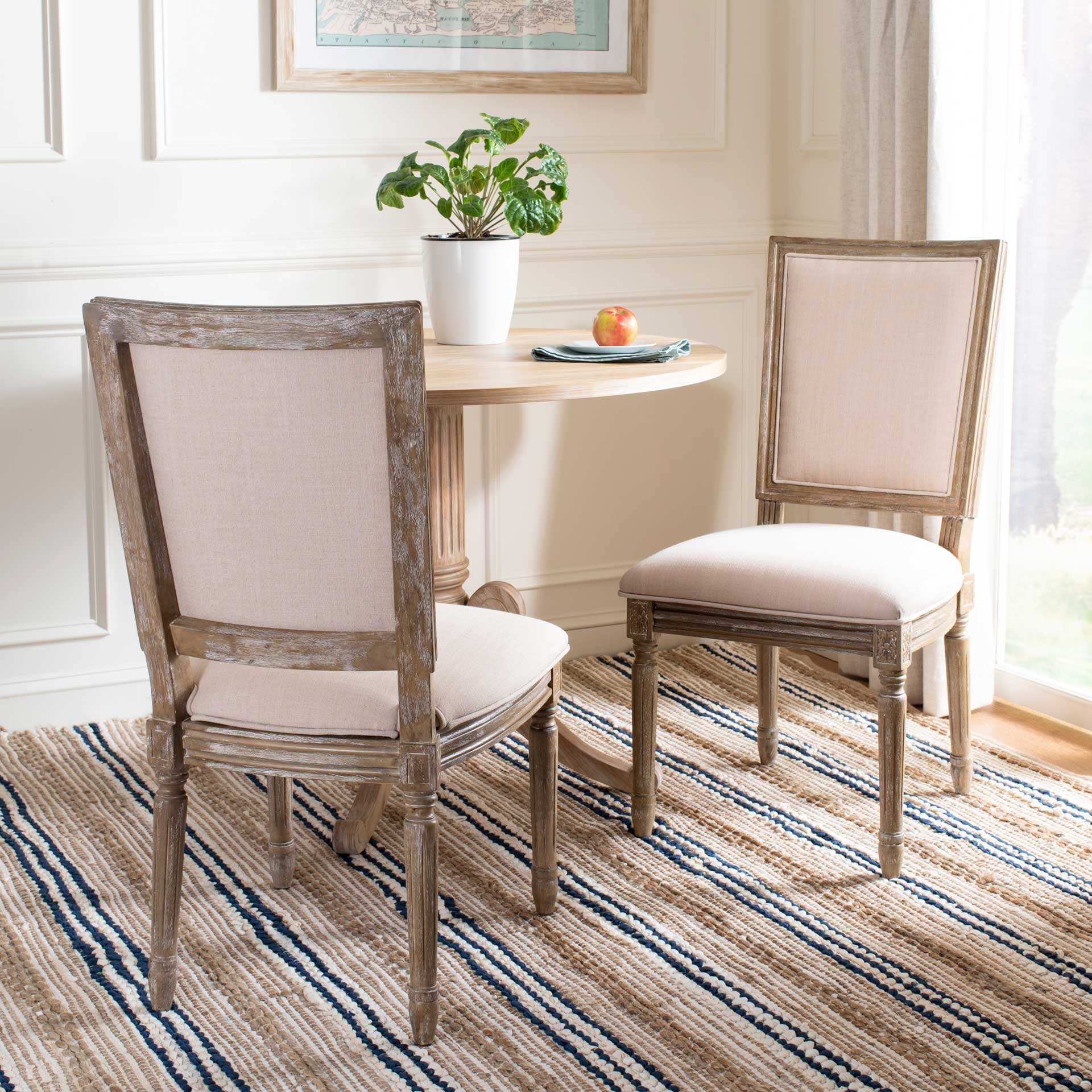 Burst Linen Side Chair Beige/Rustic Oak (Set of 2) - Image 10