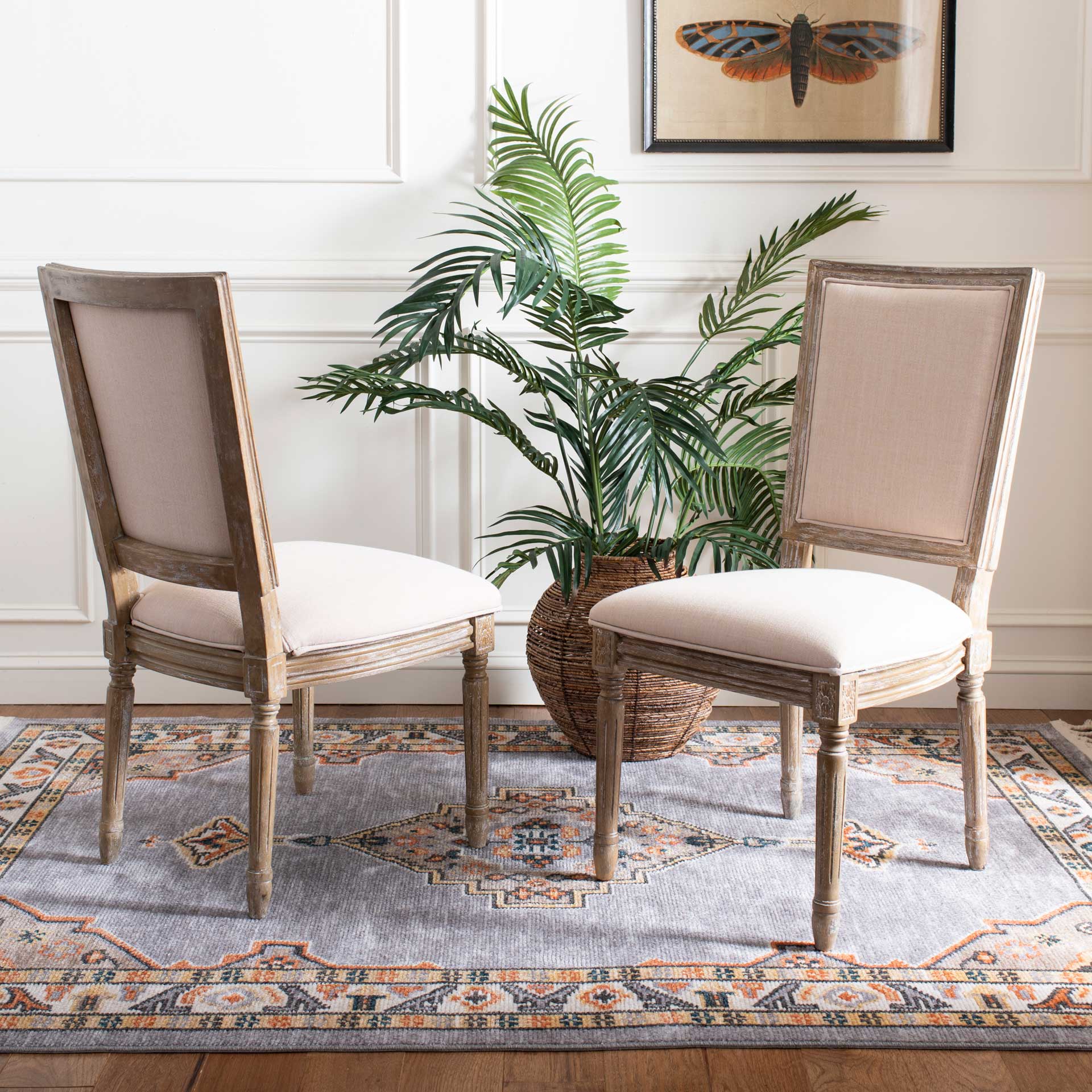 Burst Linen Side Chair Beige/Rustic Oak (Set of 2) - Image 11