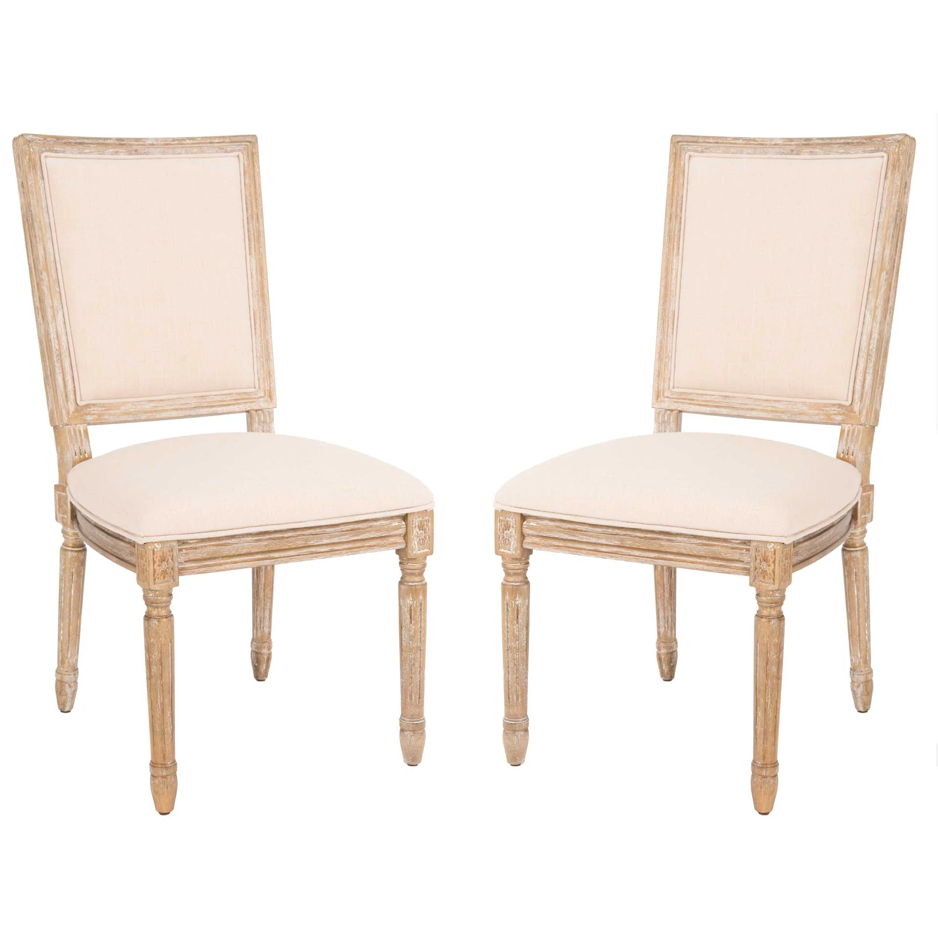 Burst Linen Side Chair Beige/Rustic Oak (Set of 2) - Image 2