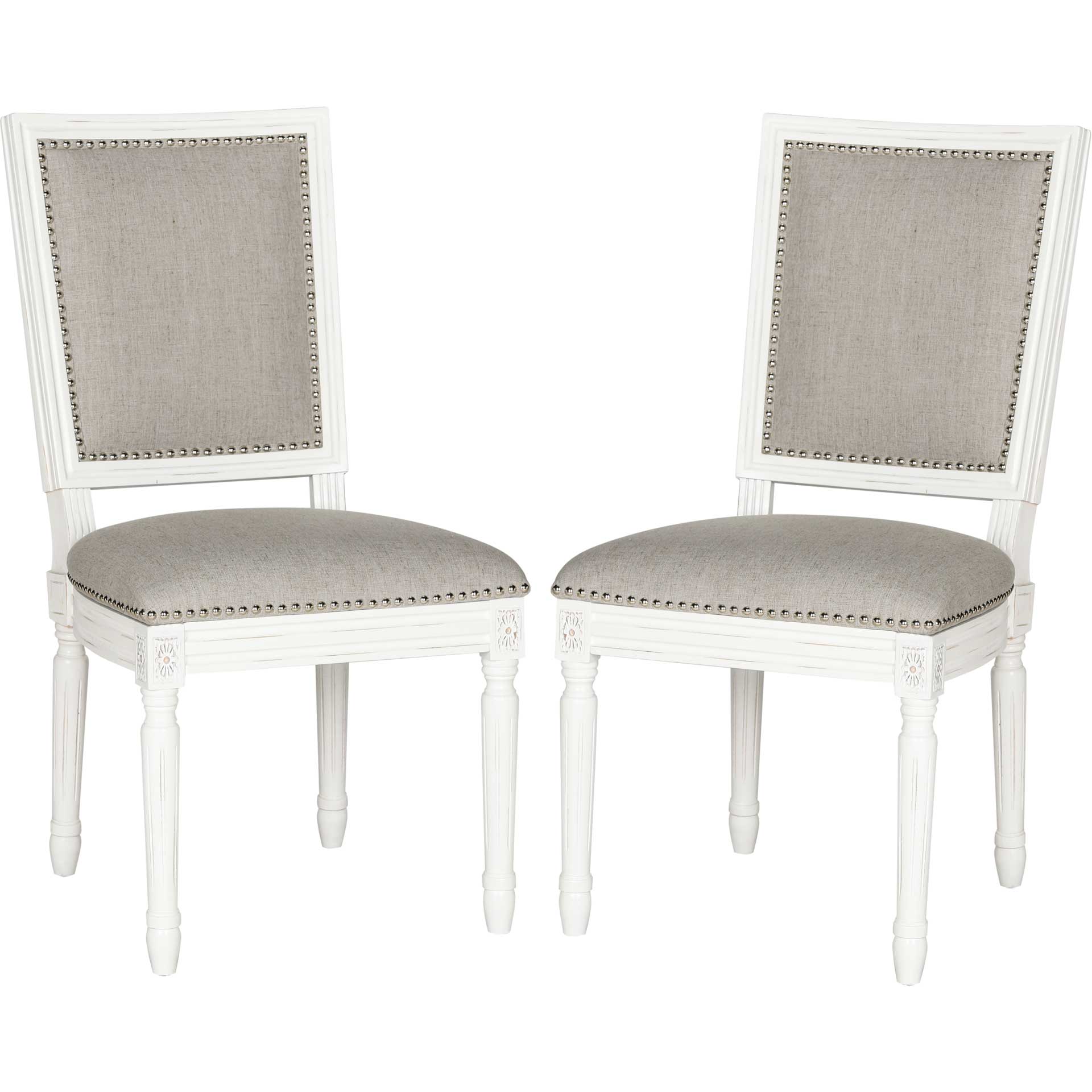 Burst Linen Side Chair Light Gray/Cream (Set of 2) - Image 2