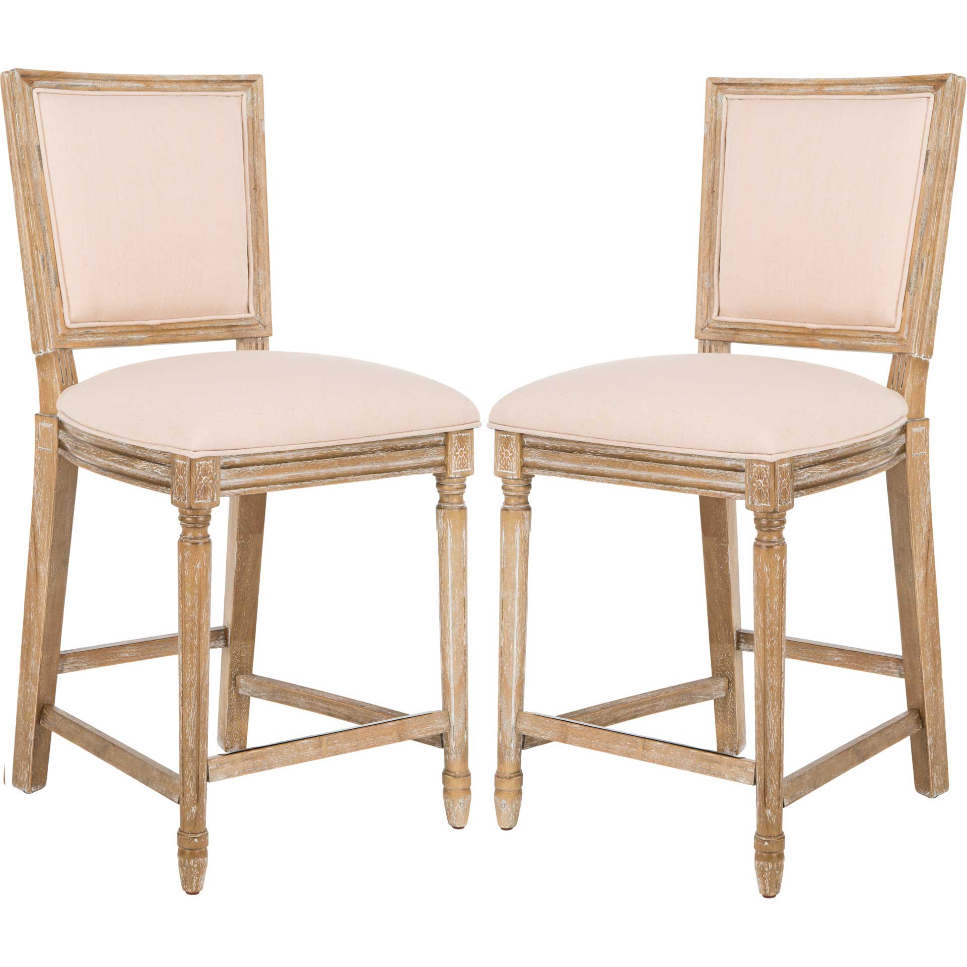 Burst Rectangle Bar Stool Beige/Rustic Oak (Set of 2) - Image 11