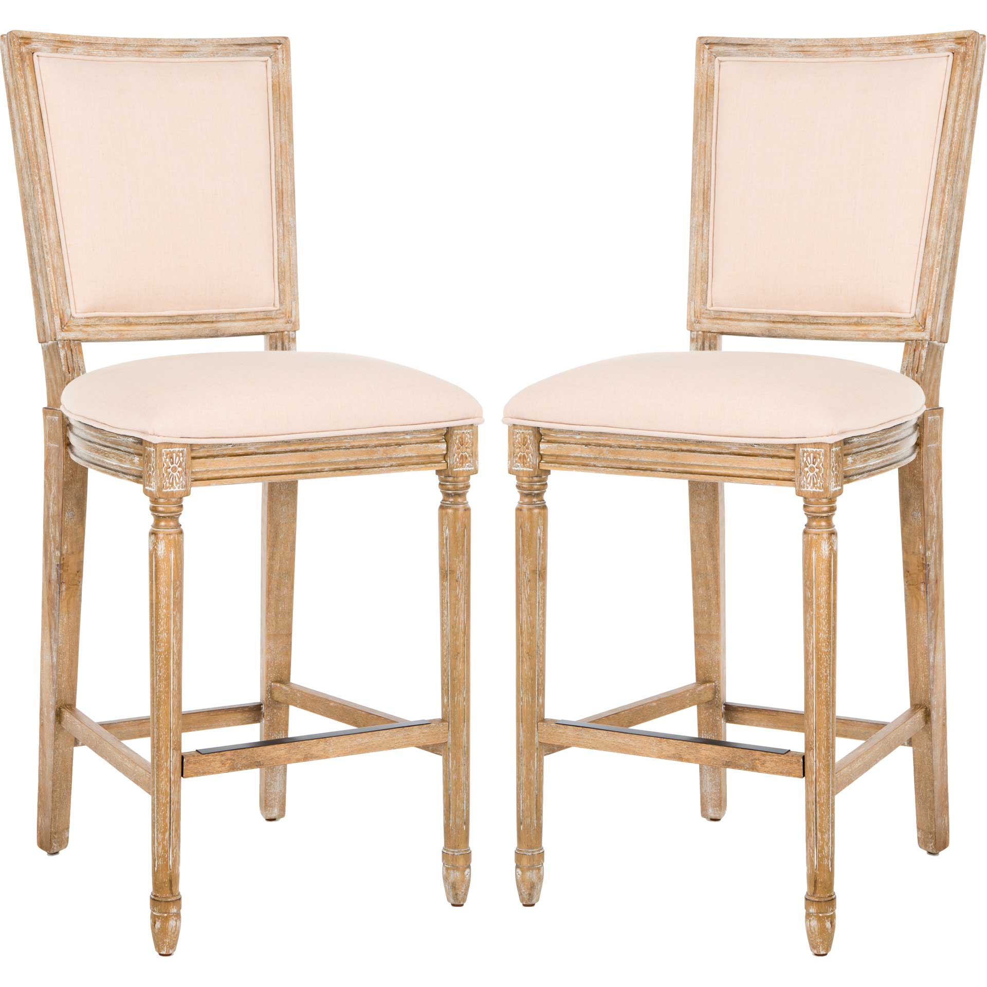 Burst Rectangle Bar Stool Beige/Rustic Oak (Set of 2) - Image 2