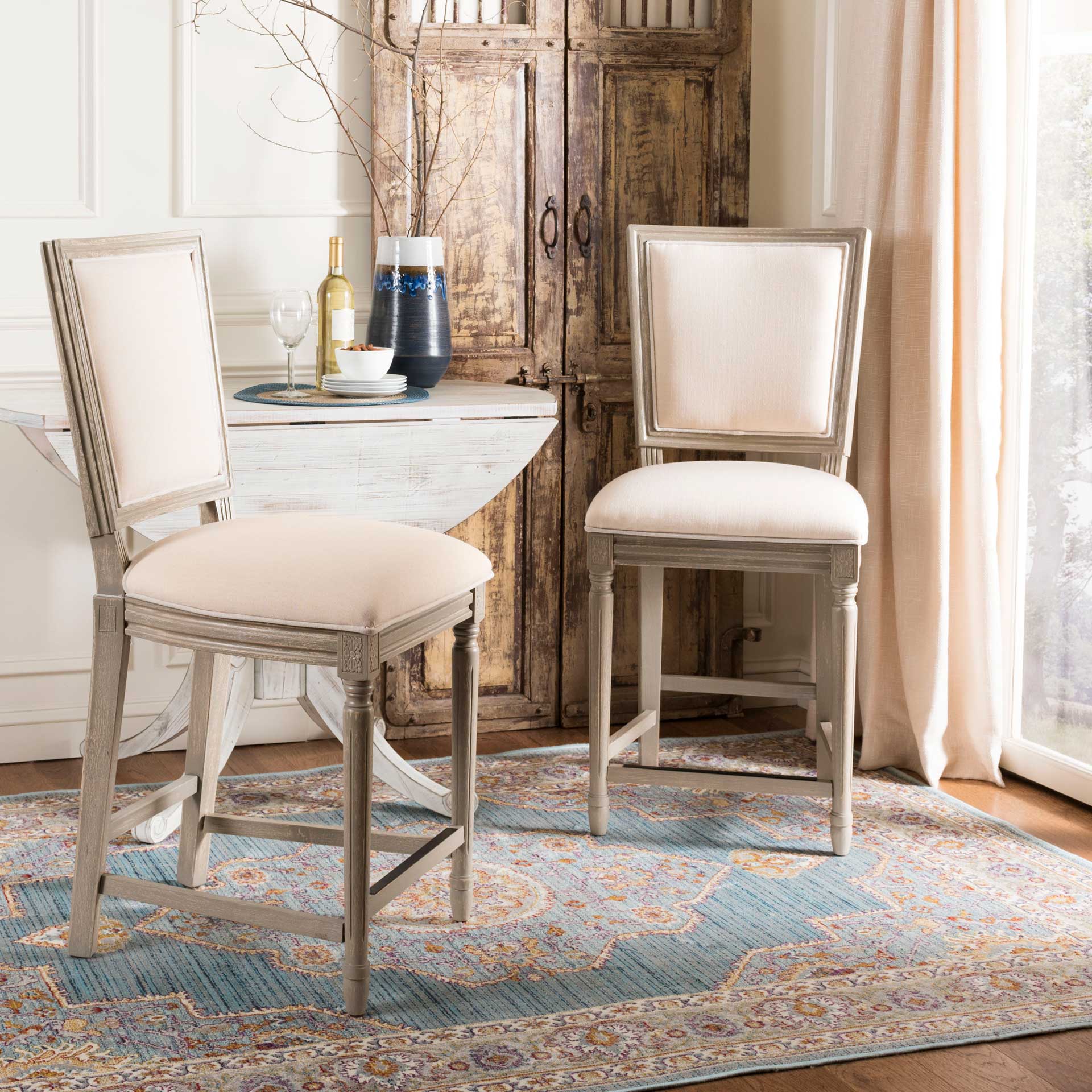 Burst Rectangle Bar Stool Light Beige/Rustic Gray (Set of 2) - Image 18