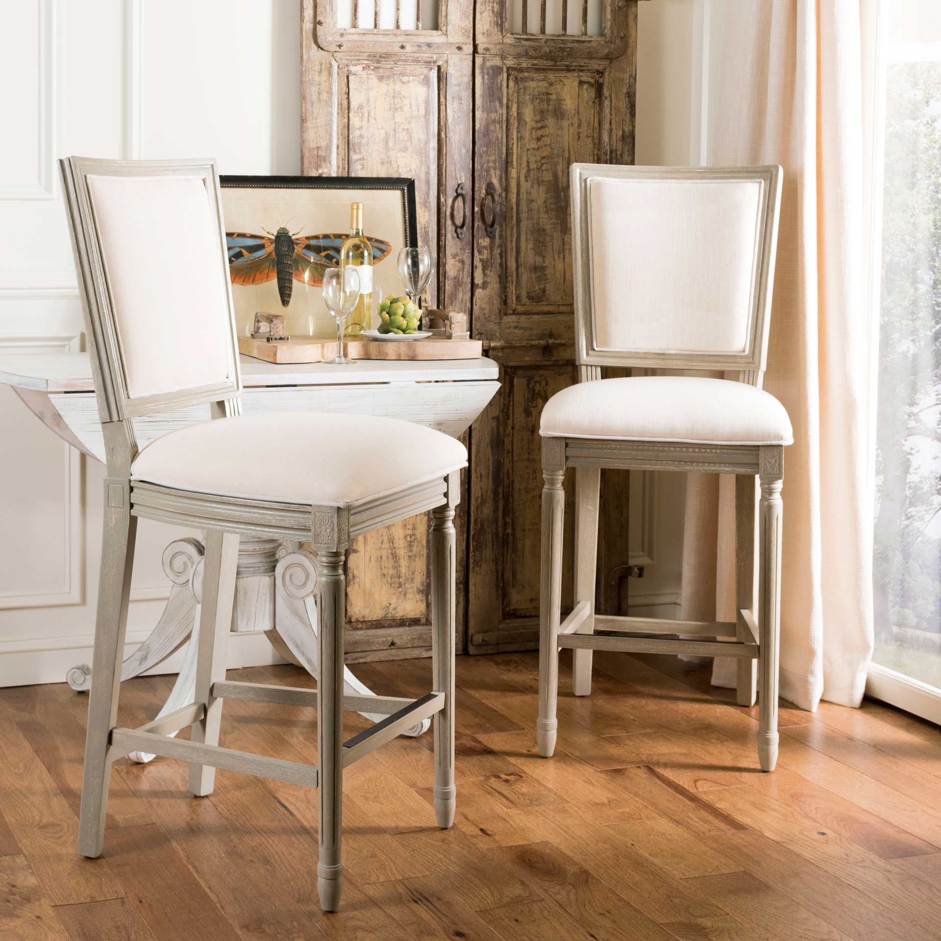 Burst Rectangle Bar Stool Light Beige/Rustic Gray (Set of 2) - Image 9