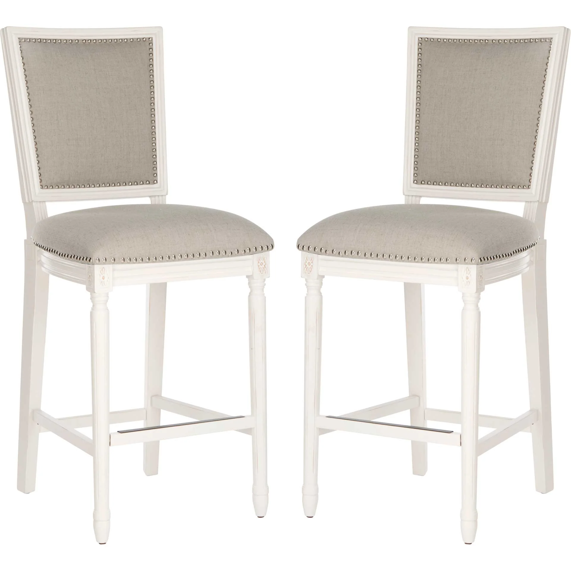 Burst Rectangle Bar Stool Light Gray/Cream/Distressed White (Set of 2) - Image 2