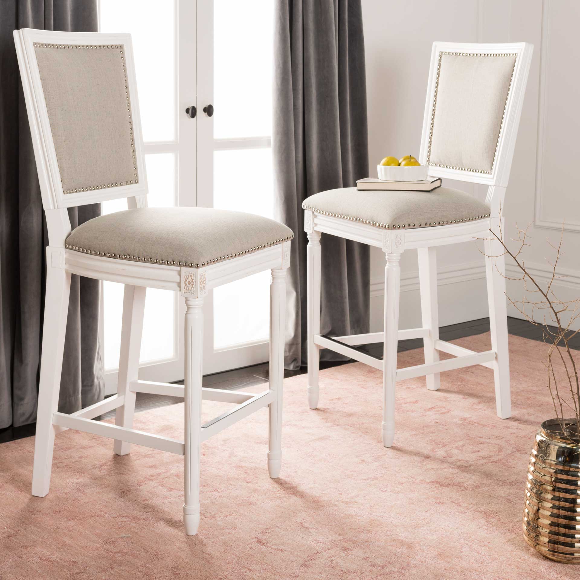 Burst Rectangle Bar Stool Light Gray/Cream/Distressed White (Set of 2) - Image 9