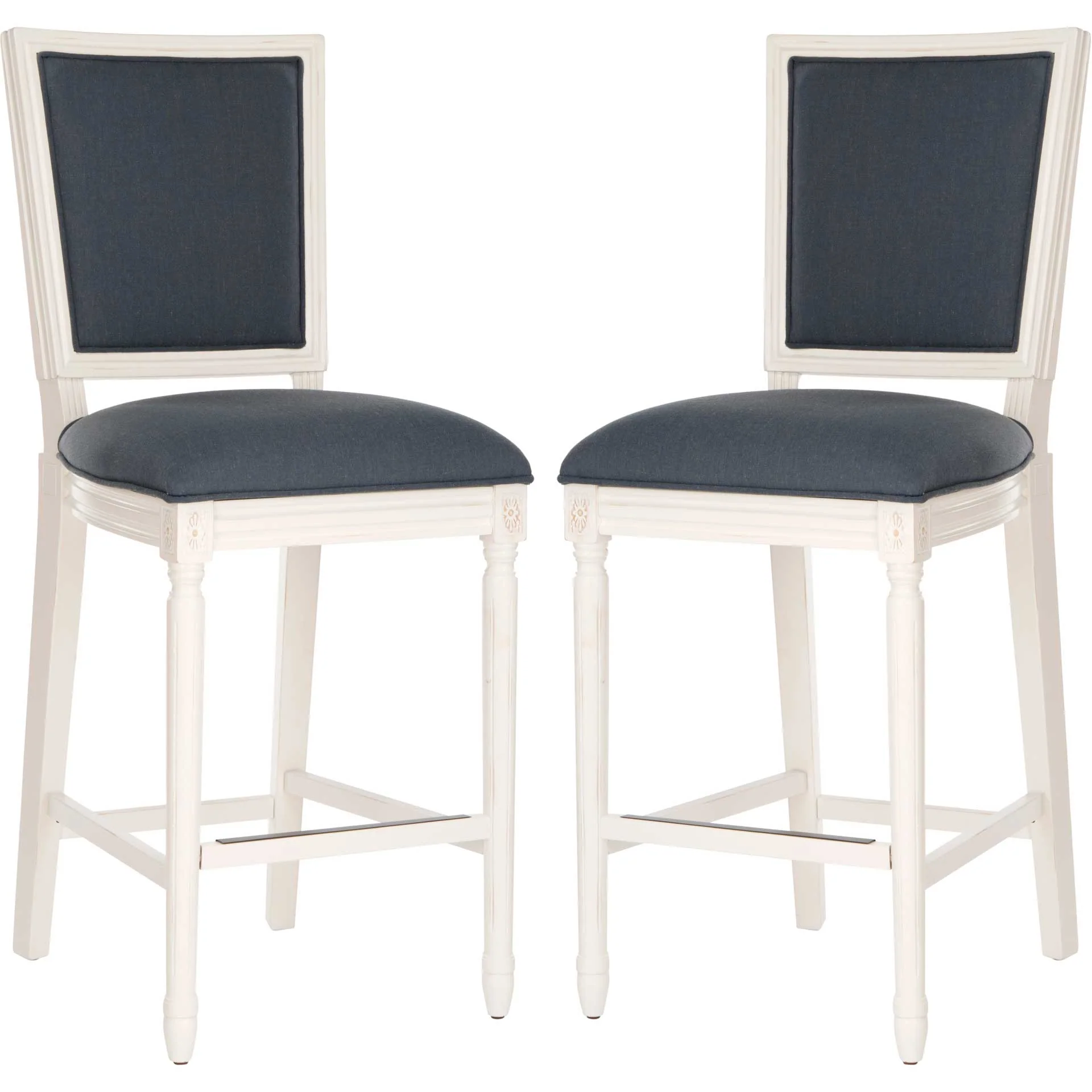 Burst Rectangle Bar Stool Navy/Distressed White (Set of 2) - Image 2
