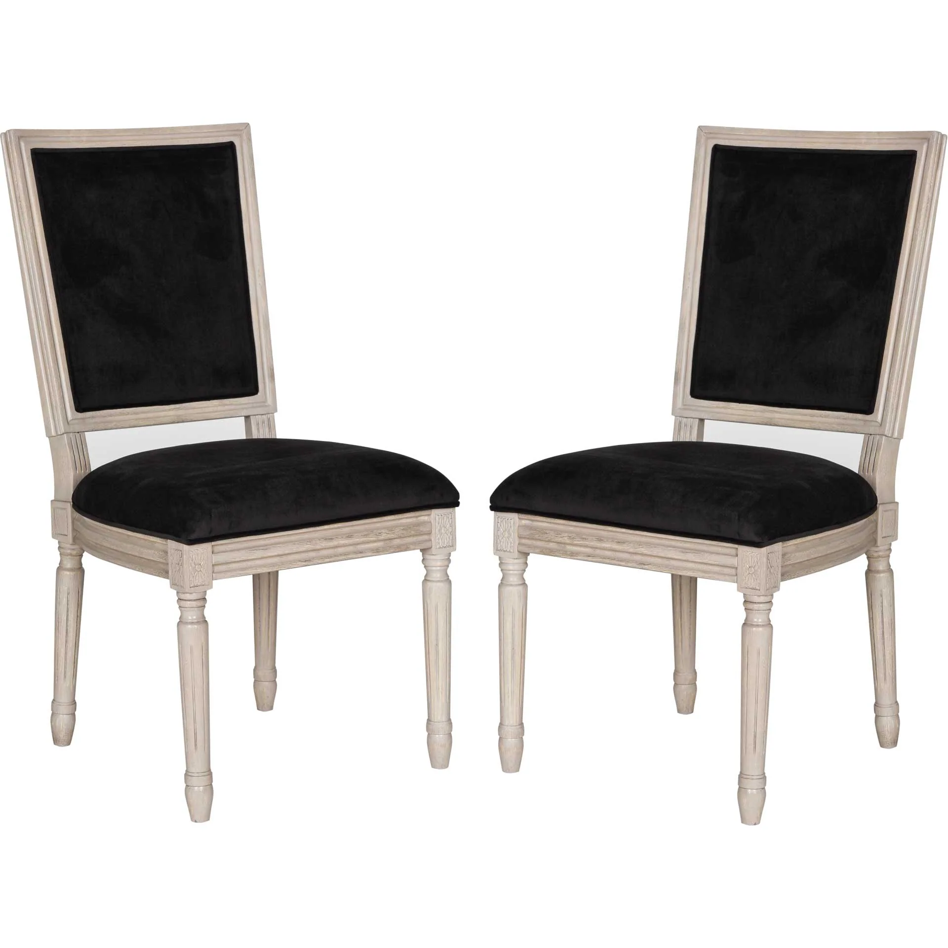 Burst Velvet Side Chair Black/Rustic Gray (Set of 2) - Image 2