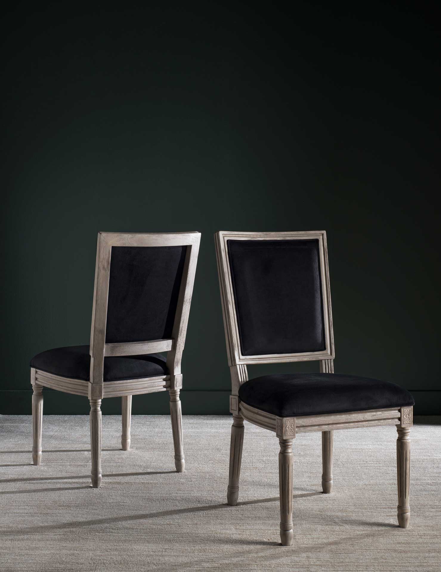 Burst Velvet Side Chair Black/Rustic Gray (Set of 2) - Image 6