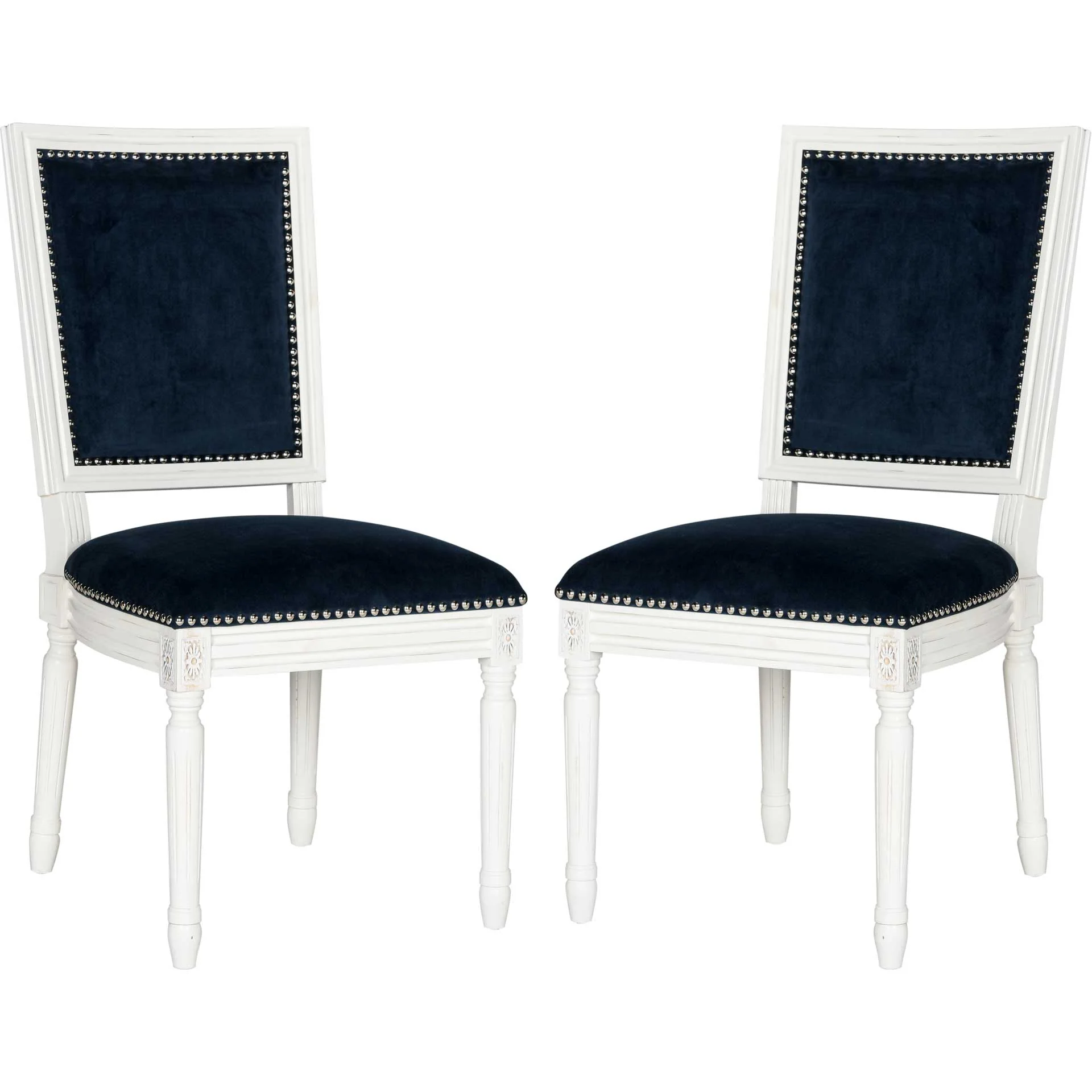Burst Velvet Side Chair Navy Velvet/Cream (Set of 2) - Image 2