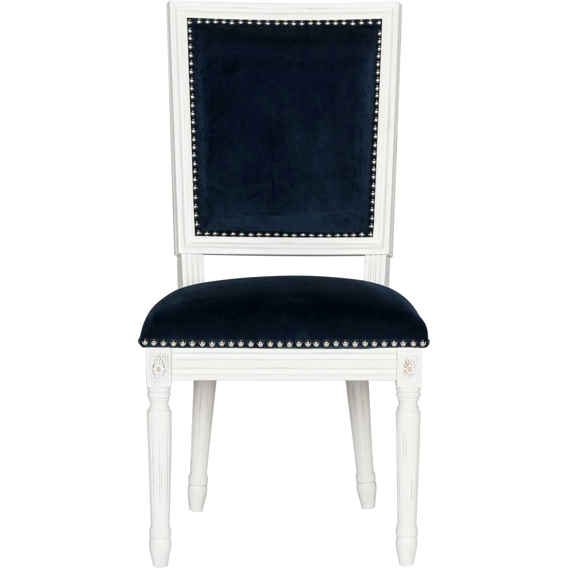 Burst Velvet Side Chair Navy Velvet/Cream (Set of 2) - Image 3