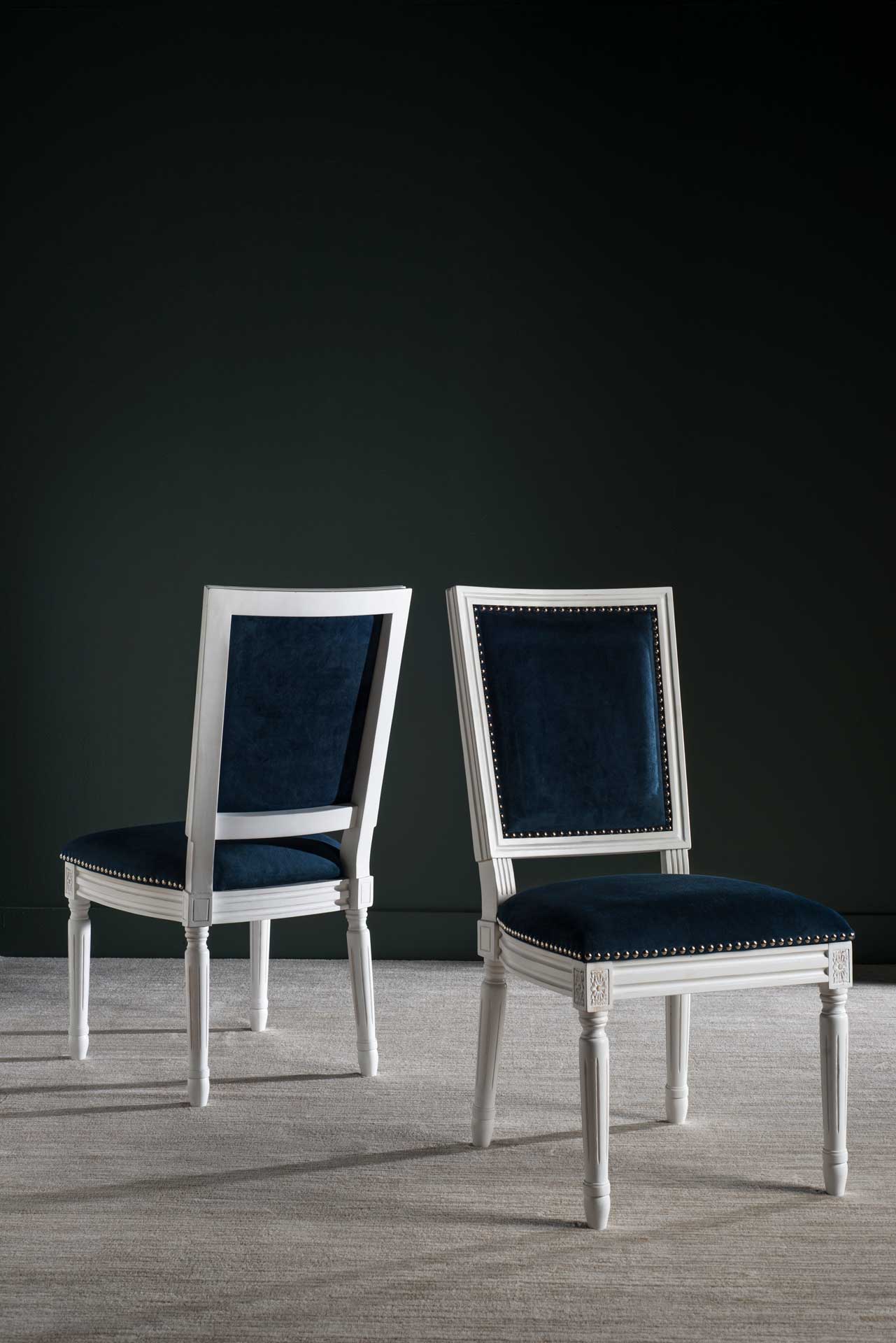 Burst Velvet Side Chair Navy Velvet/Cream (Set of 2) - Image 6