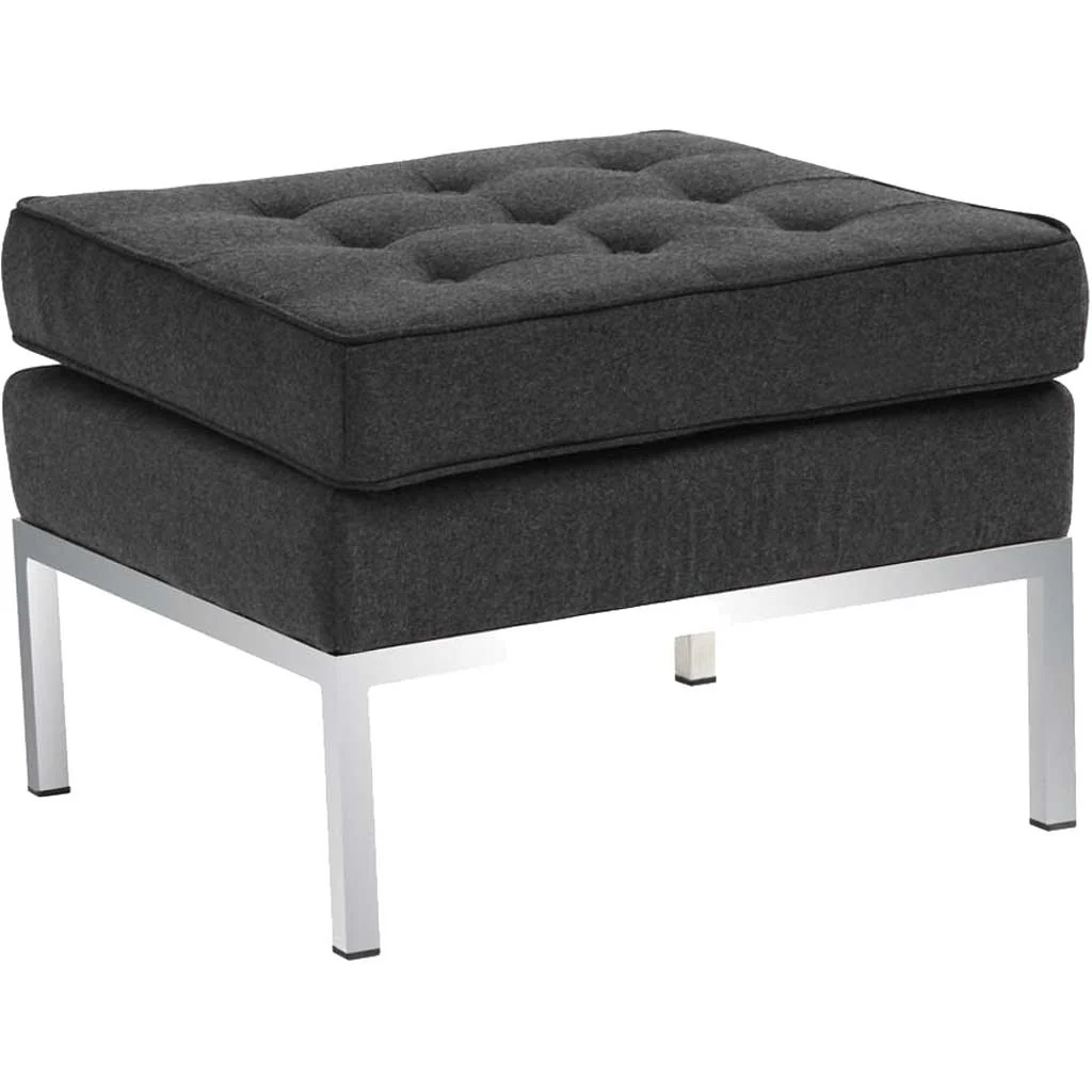 Button Ottoman in Wool Gray - Image 2