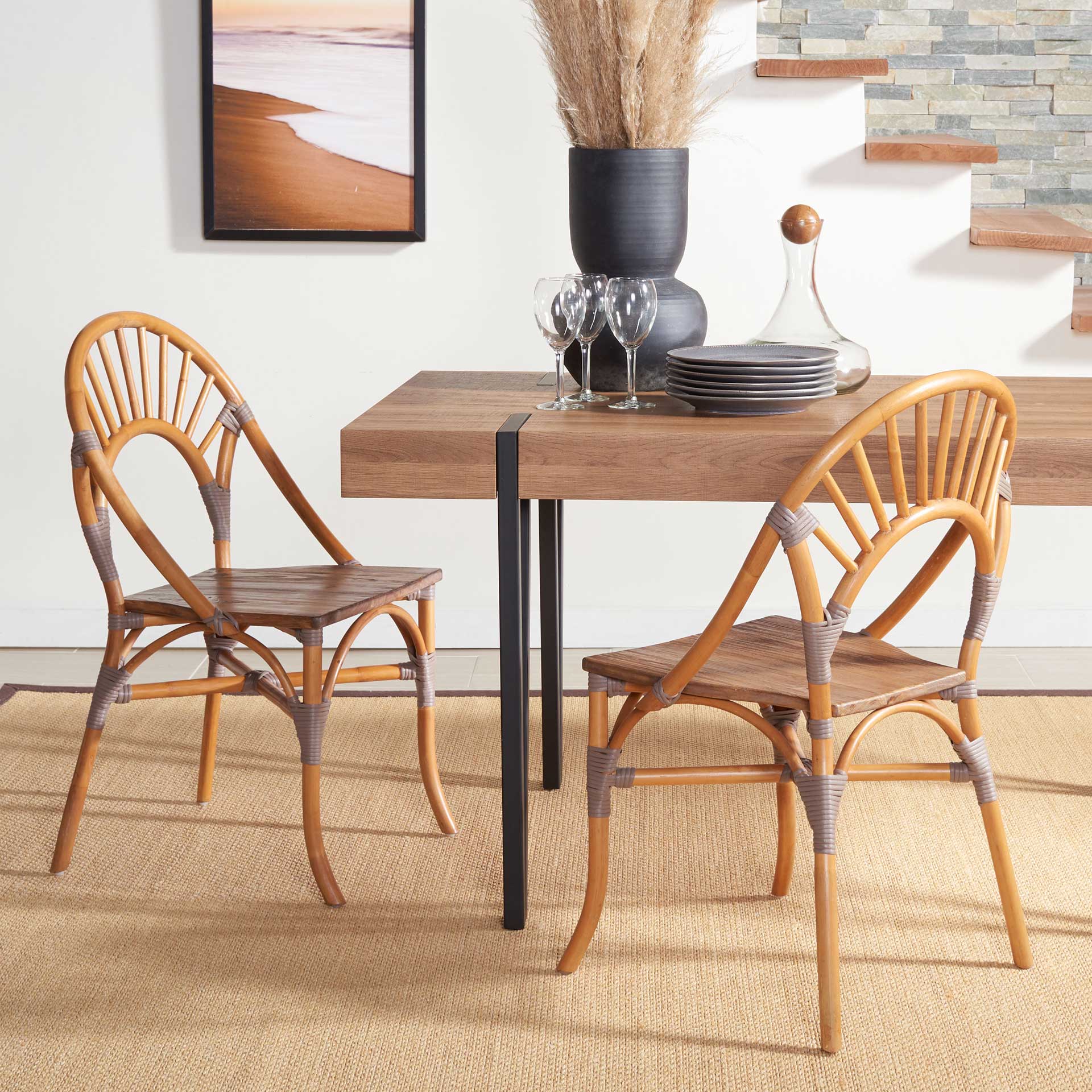 Byram Rattan Dining Chair Light Honey (Set of 2) - Image 8