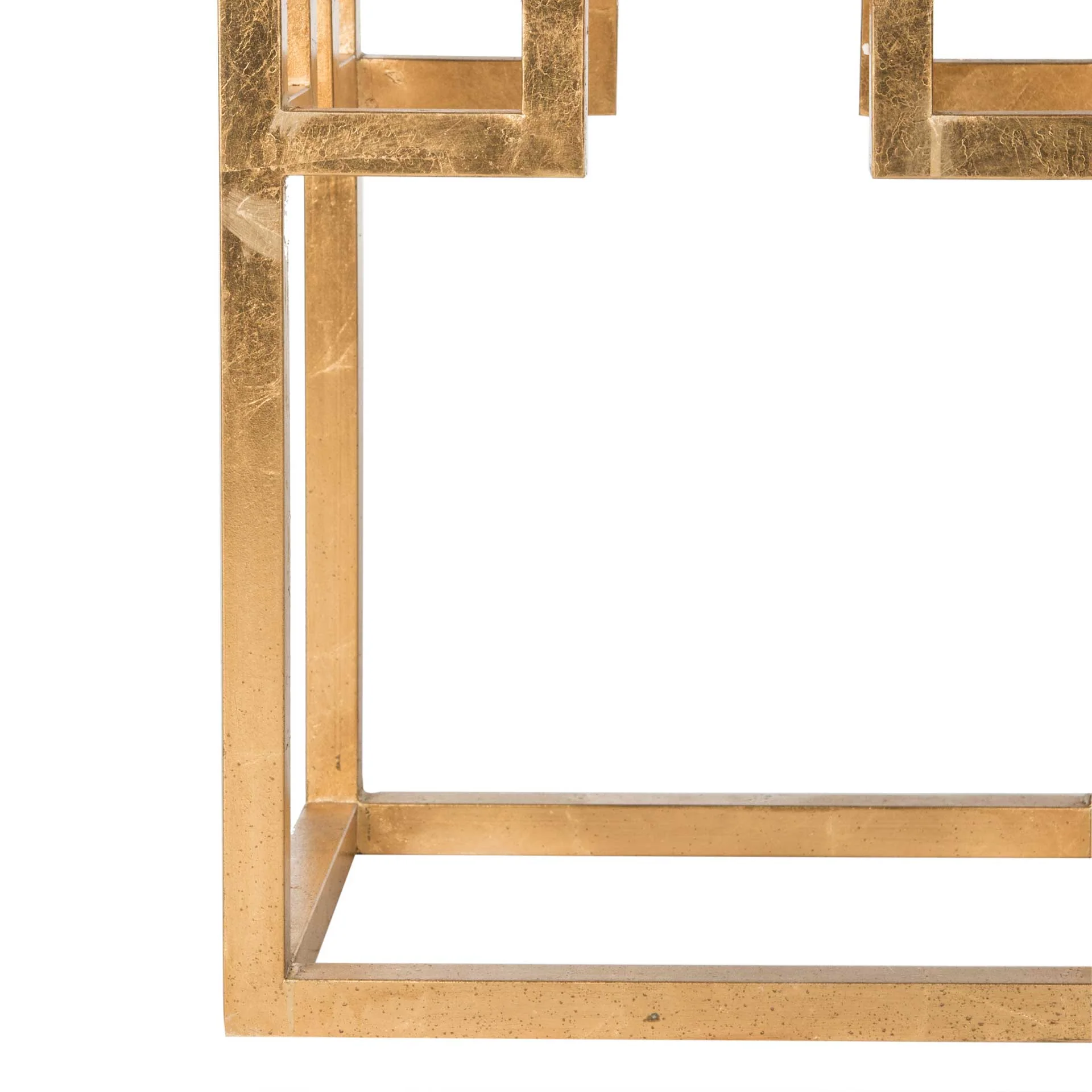 Byrnes Greek Key Glass Top End Table Antique Gold - Image 3