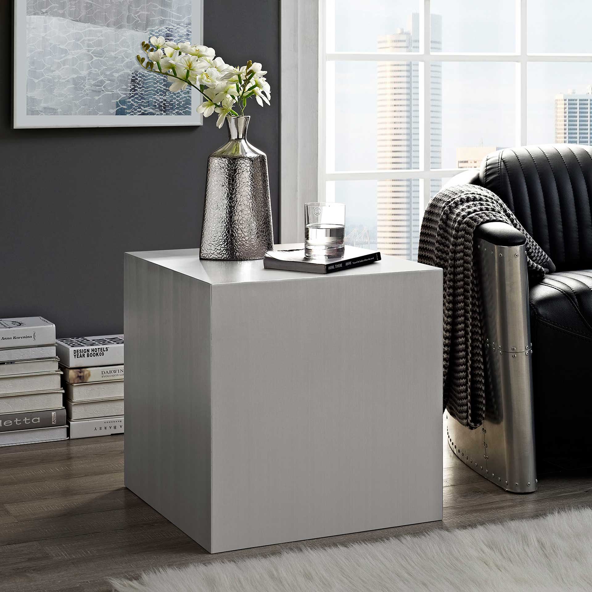 Cabin Stainless Steel Side Table Silver - Image 4