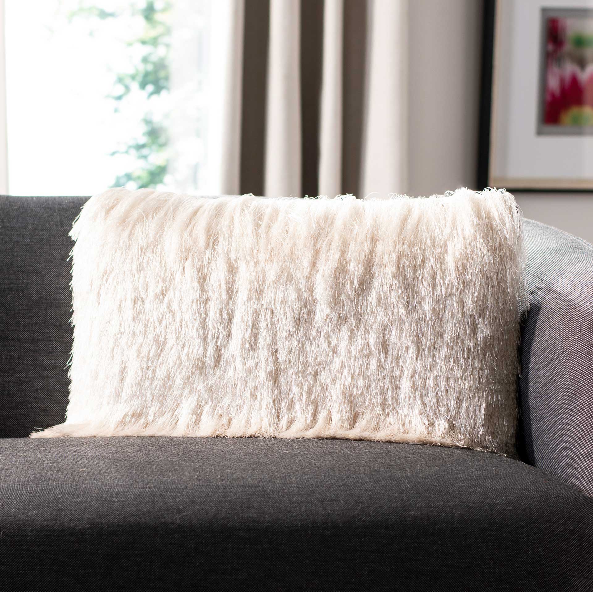 Cactus Silk Shag Pillow Ivory - Image 3