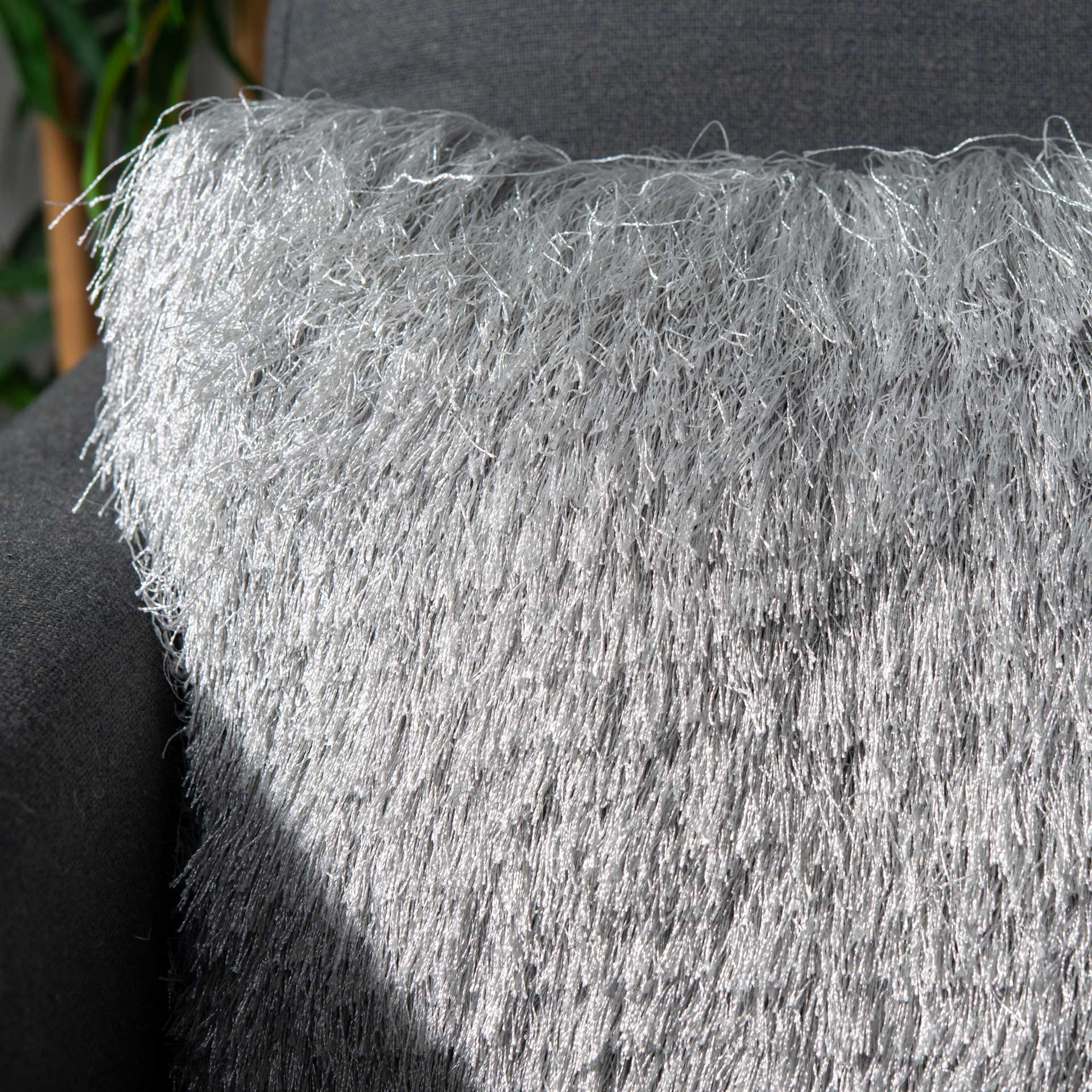 Cactus Silk Shag Pillow Silver - Image 3