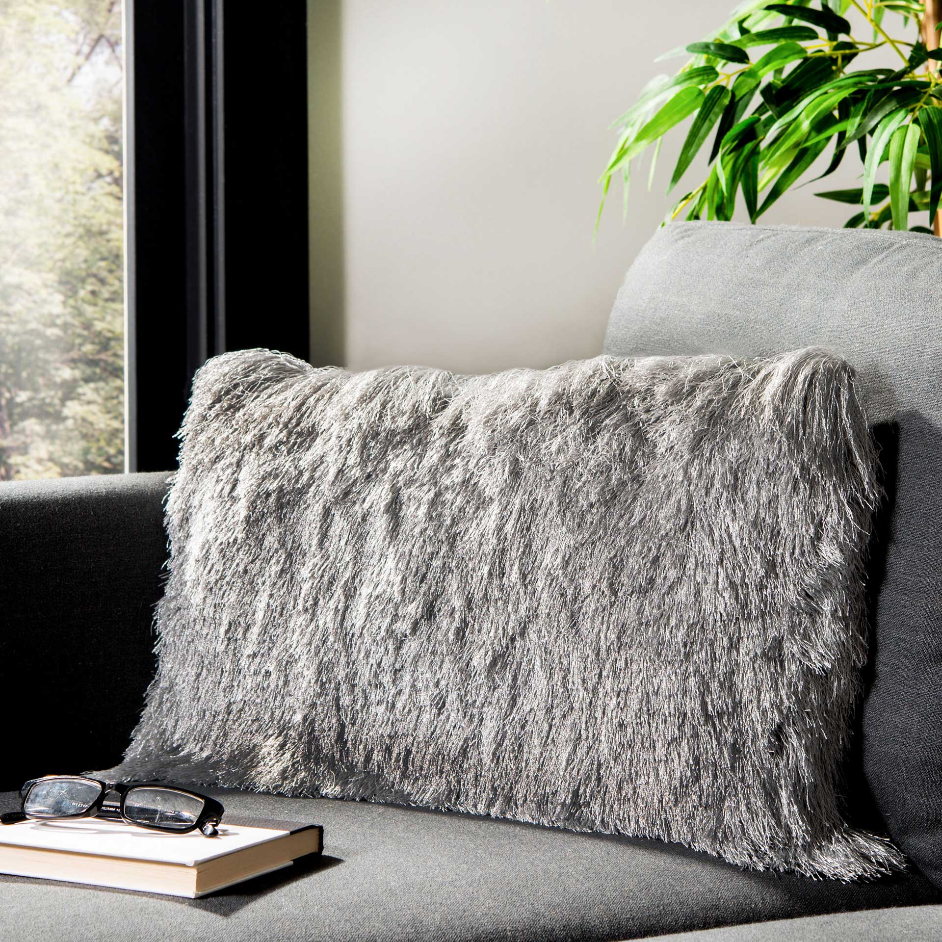 Cactus Silk Shag Pillow Silver - Image 4