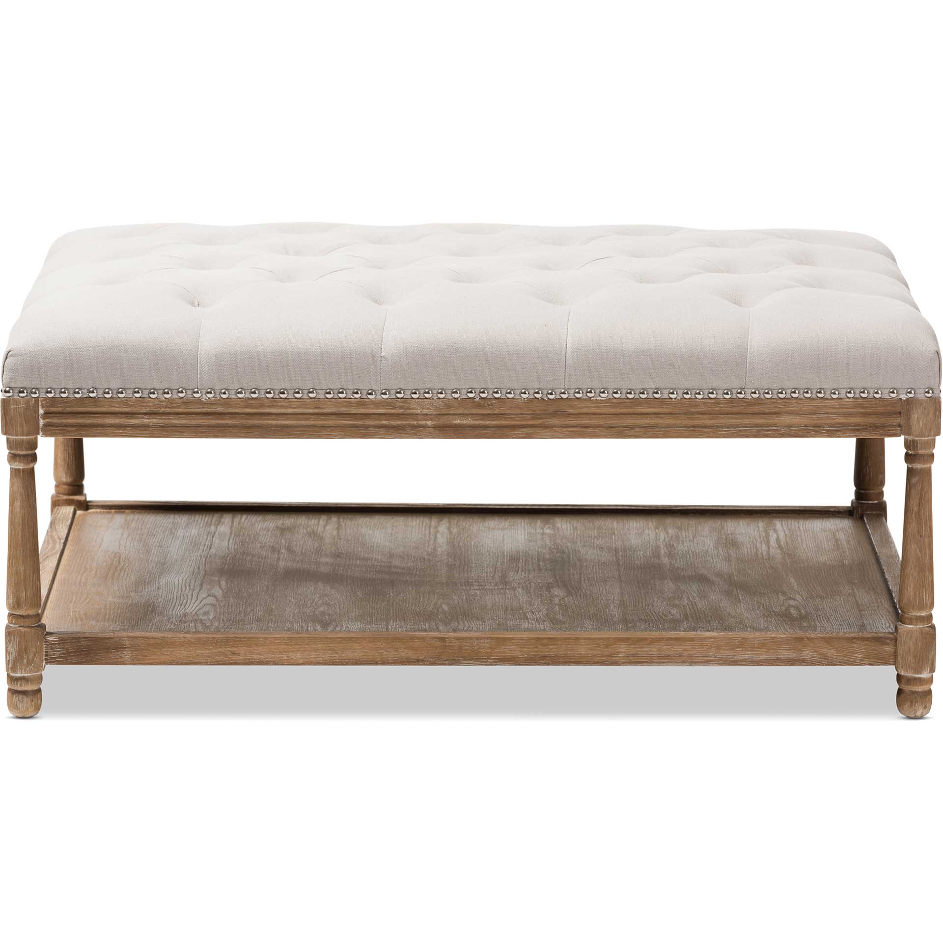 Caden Rectangular Ottoman Beige/Weathered Oak - Image 2