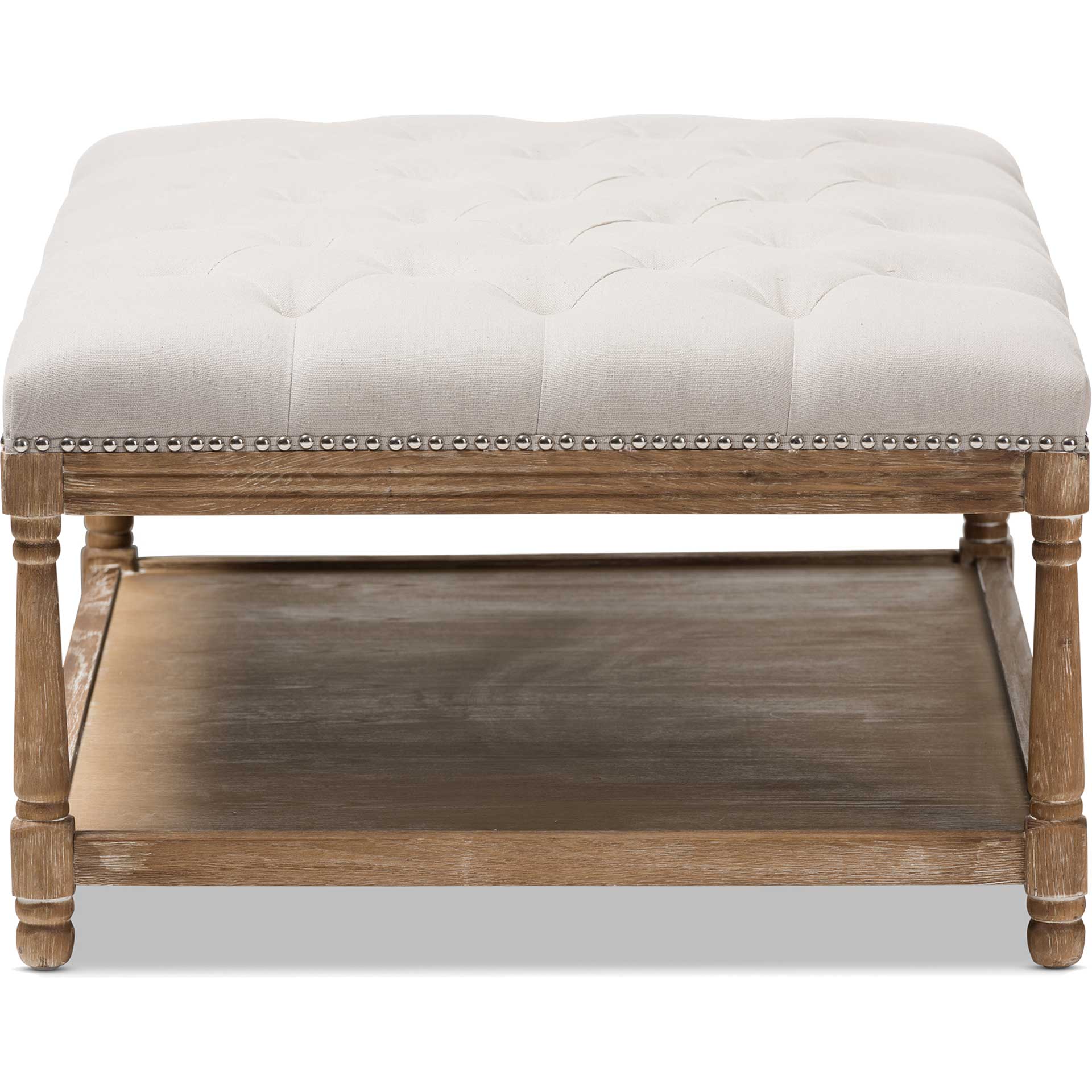 Caden Rectangular Ottoman Beige/Weathered Oak - Image 3