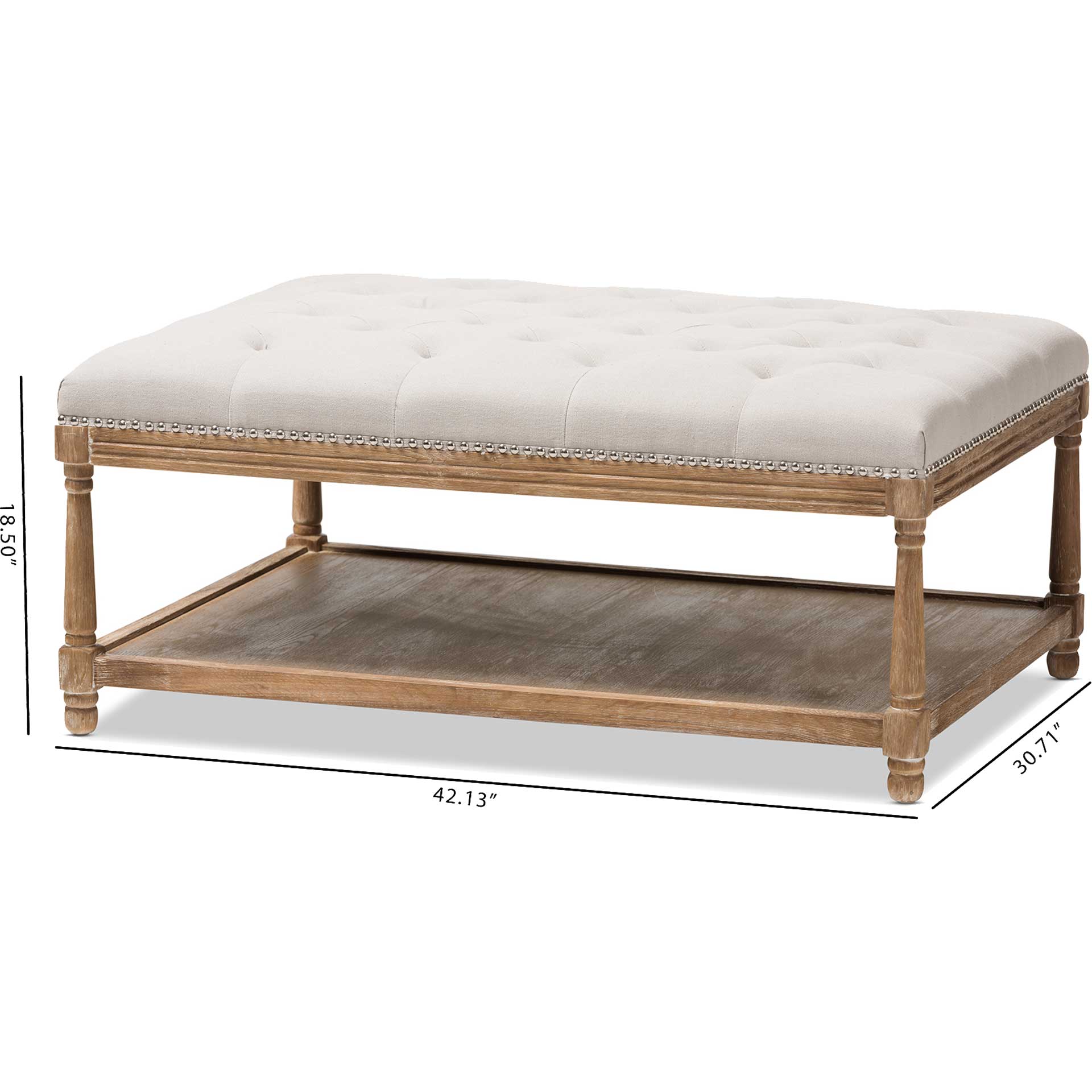 Caden Rectangular Ottoman Beige/Weathered Oak - Image 6