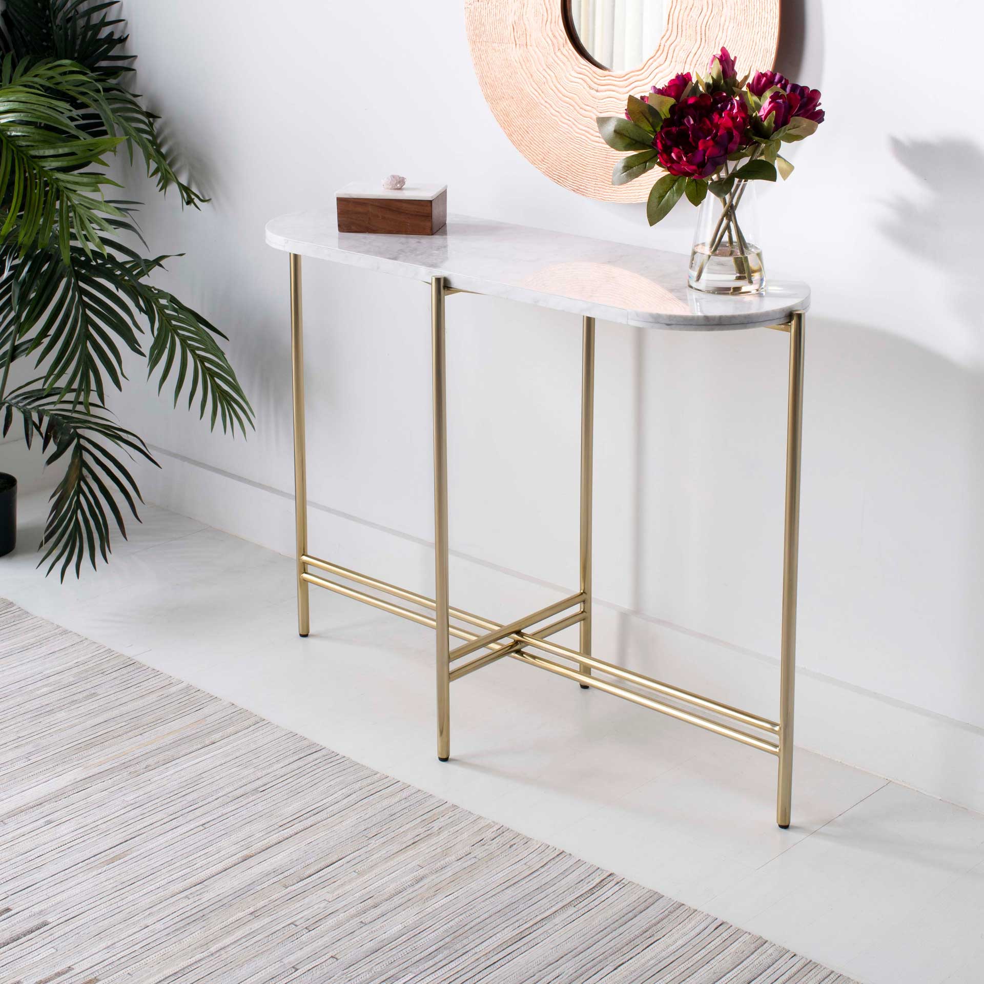 Caden Small Console Table White/Gold - Image 9