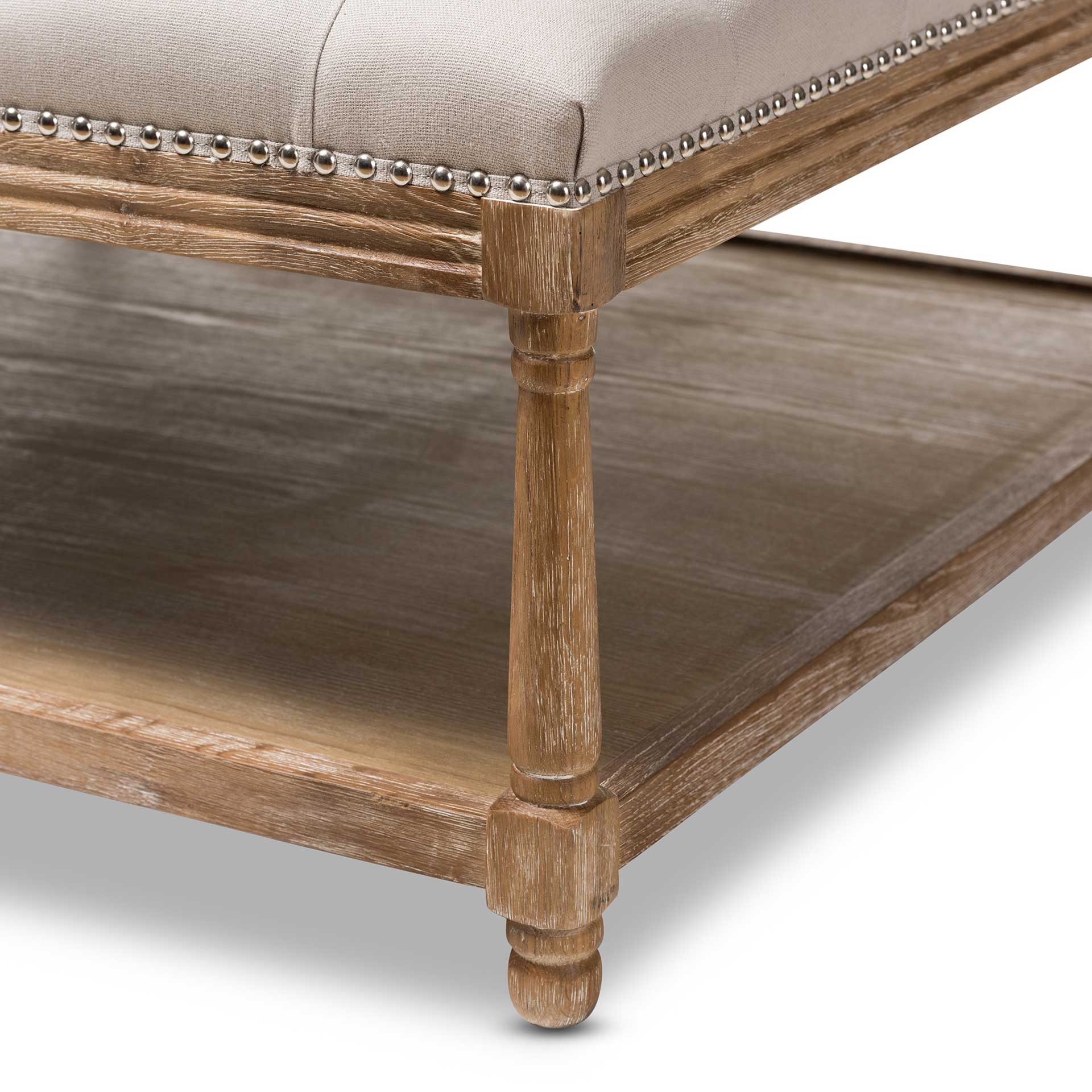 Caden Square Ottoman Beige/Weathered Oak - Image 4