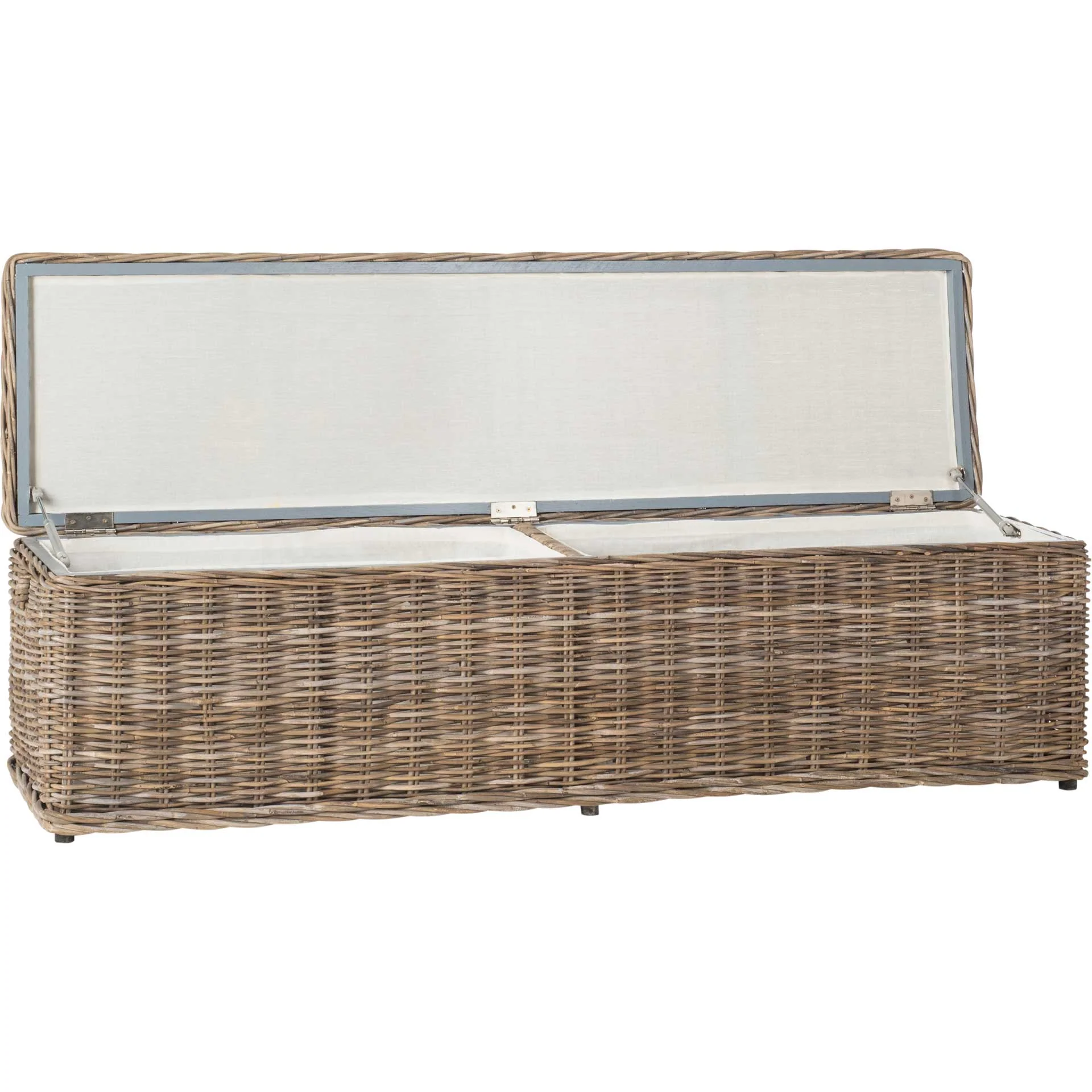 Caine Wicker Bench With Storage Gray - Image 3