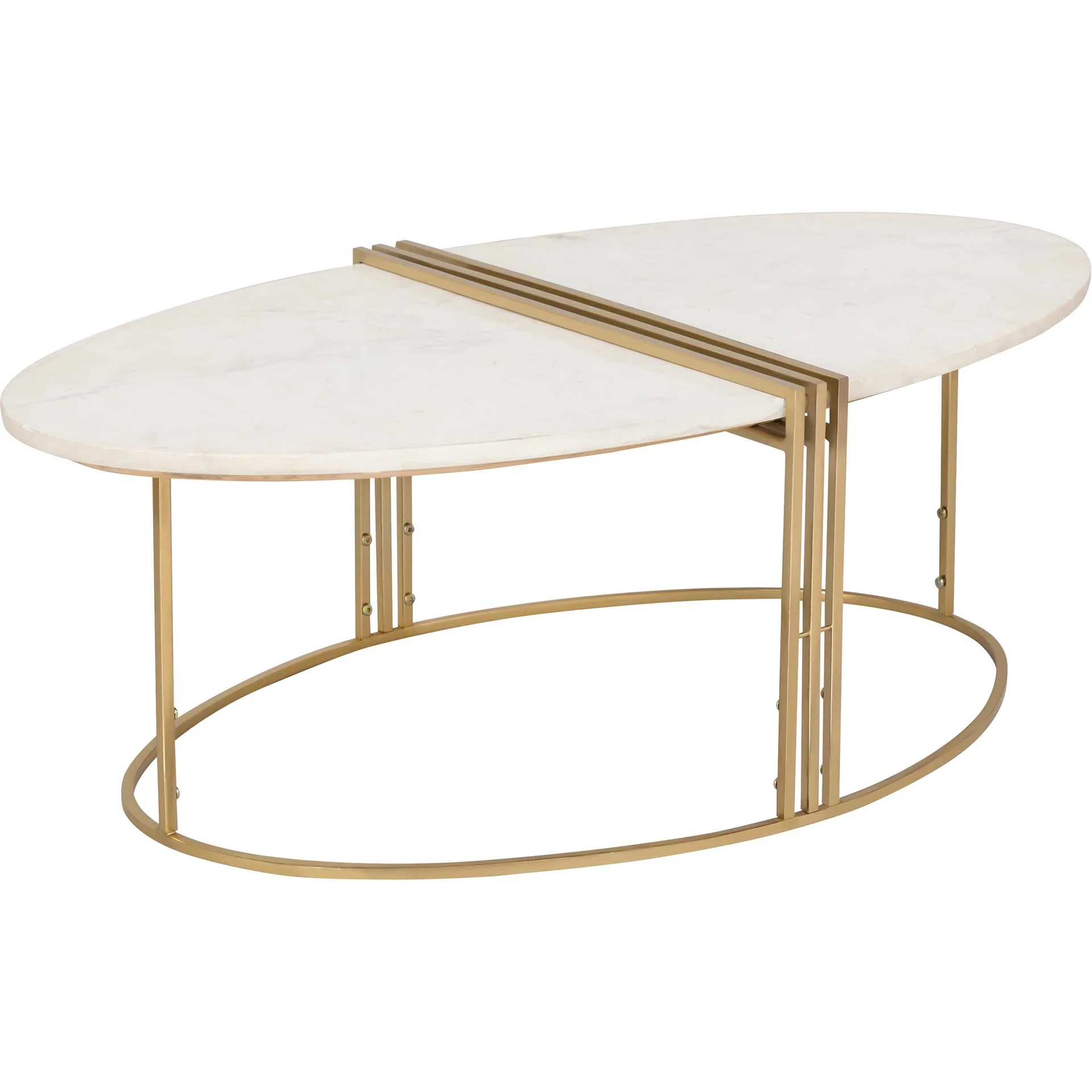 Cairo Oval Marble Coffee Table Gold/White - Image 3