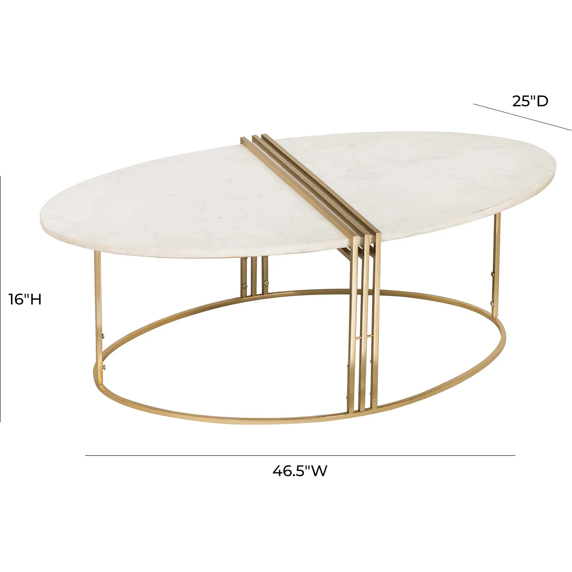 Cairo Oval Marble Coffee Table Gold/White - Image 6